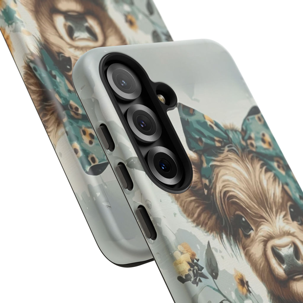 Adorable Cow Phone Case – Floral Farmhouse Design, Cute Animal Lover Gift