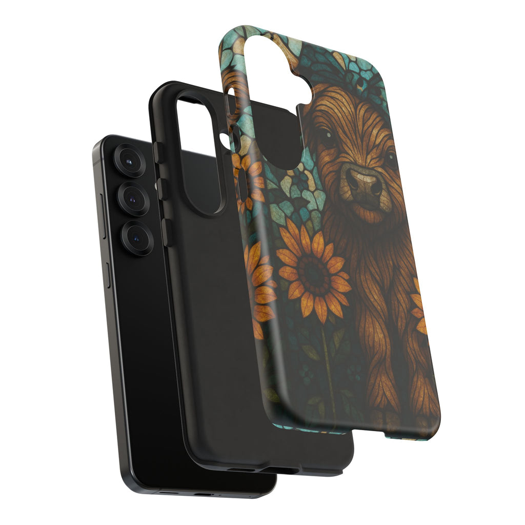 Stained Glass Baby Cow Phone Case – Sunflower Farmhouse Animal Design
