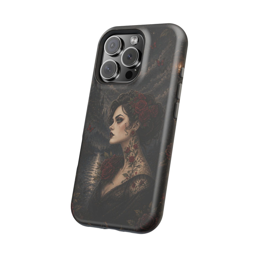 Gothic Rose Portrait Phone Case – Dark Romance MagSafe-Compatible Cover