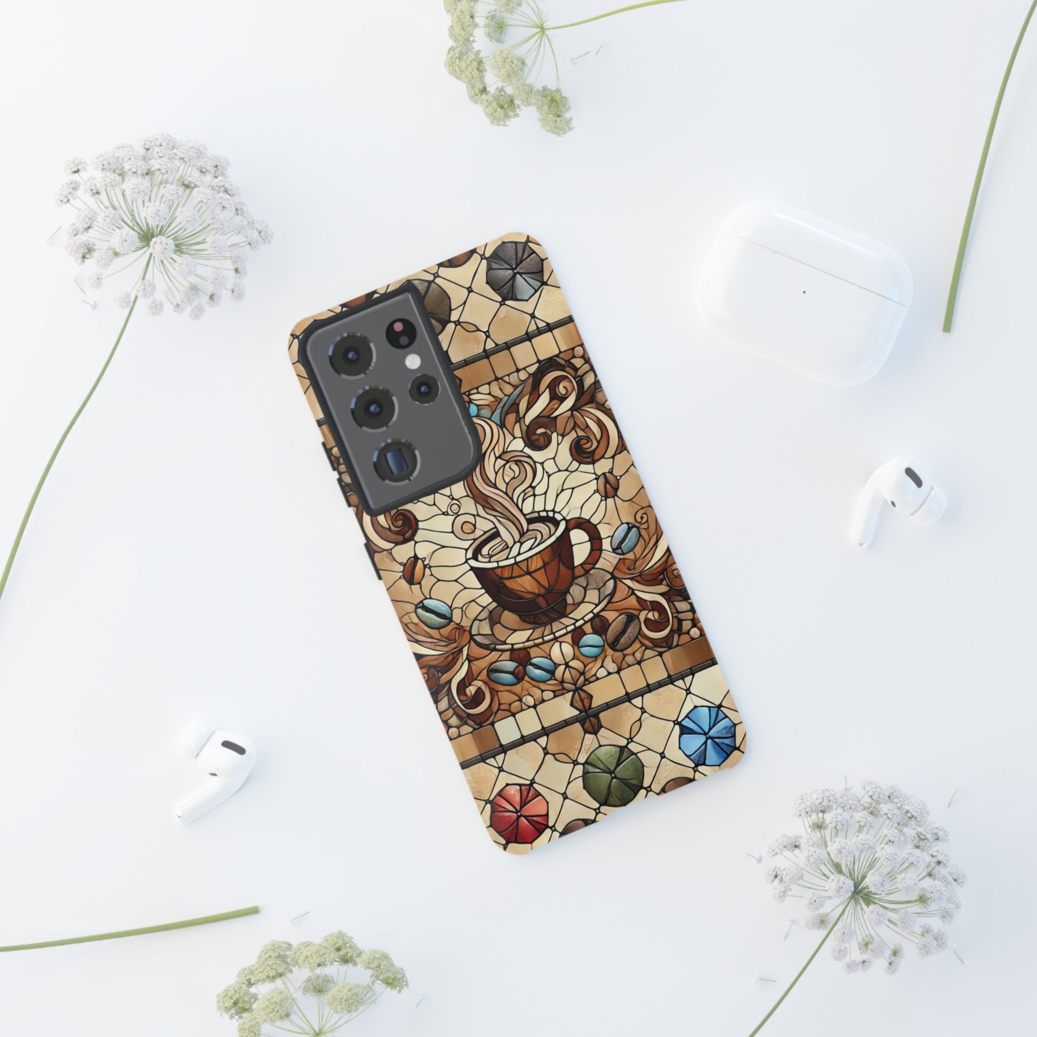 Stained Glass Coffee Android Phone Case – Shockproof TPU, 3D Wrap