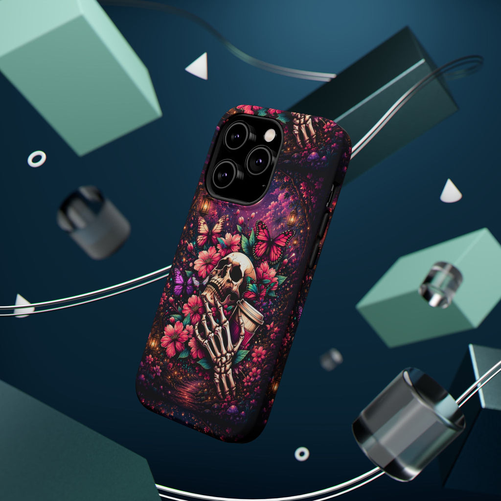 Skull & Butterflies Phone Case – Gothic Floral MagSafe-Compatible Case
