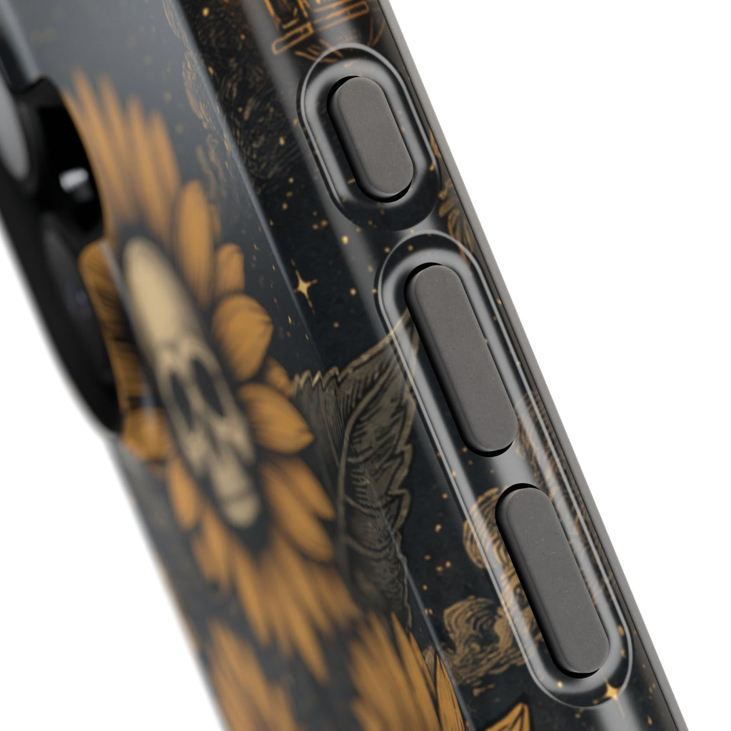 Skull Sunflowers Phone Case – Dark Floral MagSafe-Compatible Cover