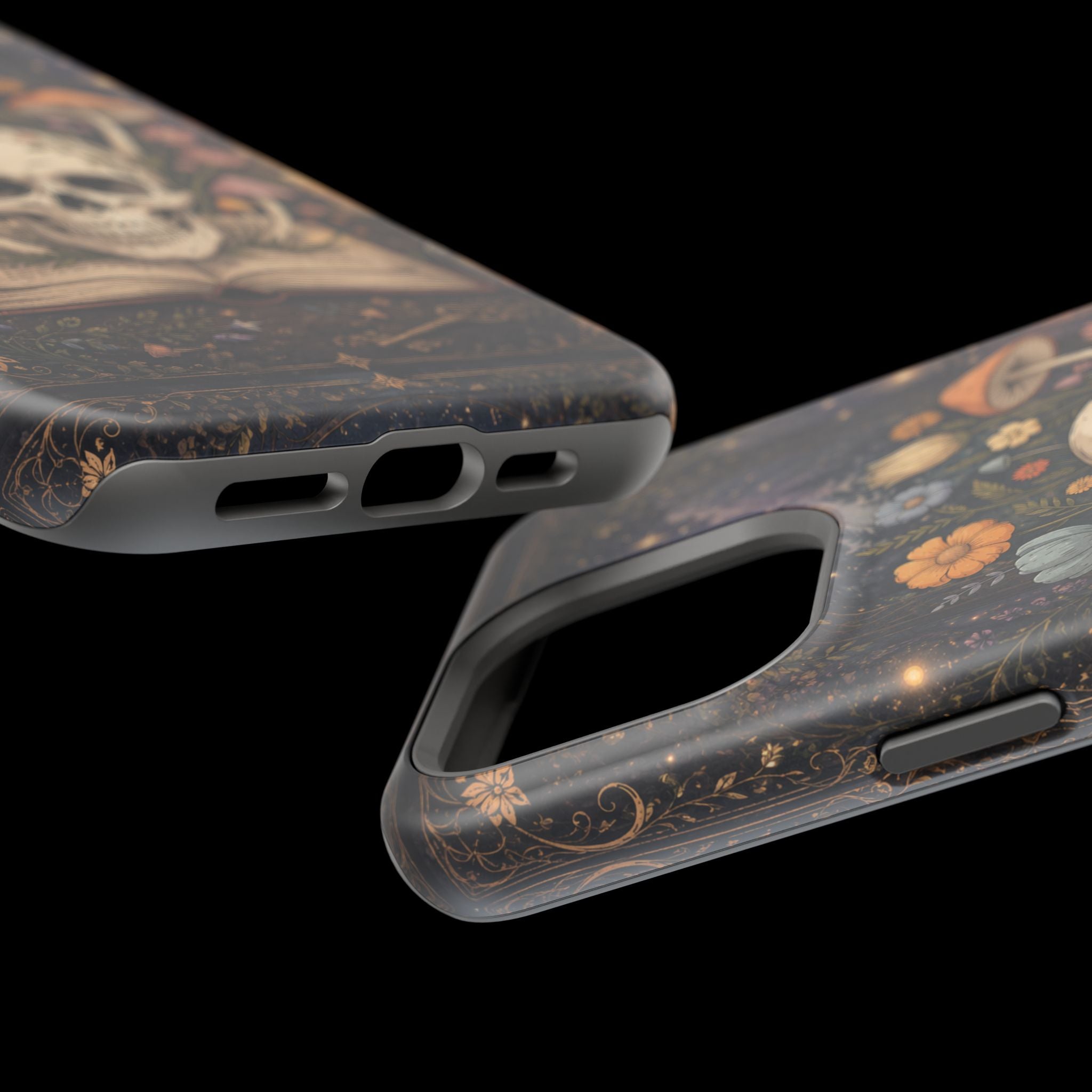Skull & Mushroom Phone Case – Gothic MagSafe-Compatible Impact-Resistant Case
