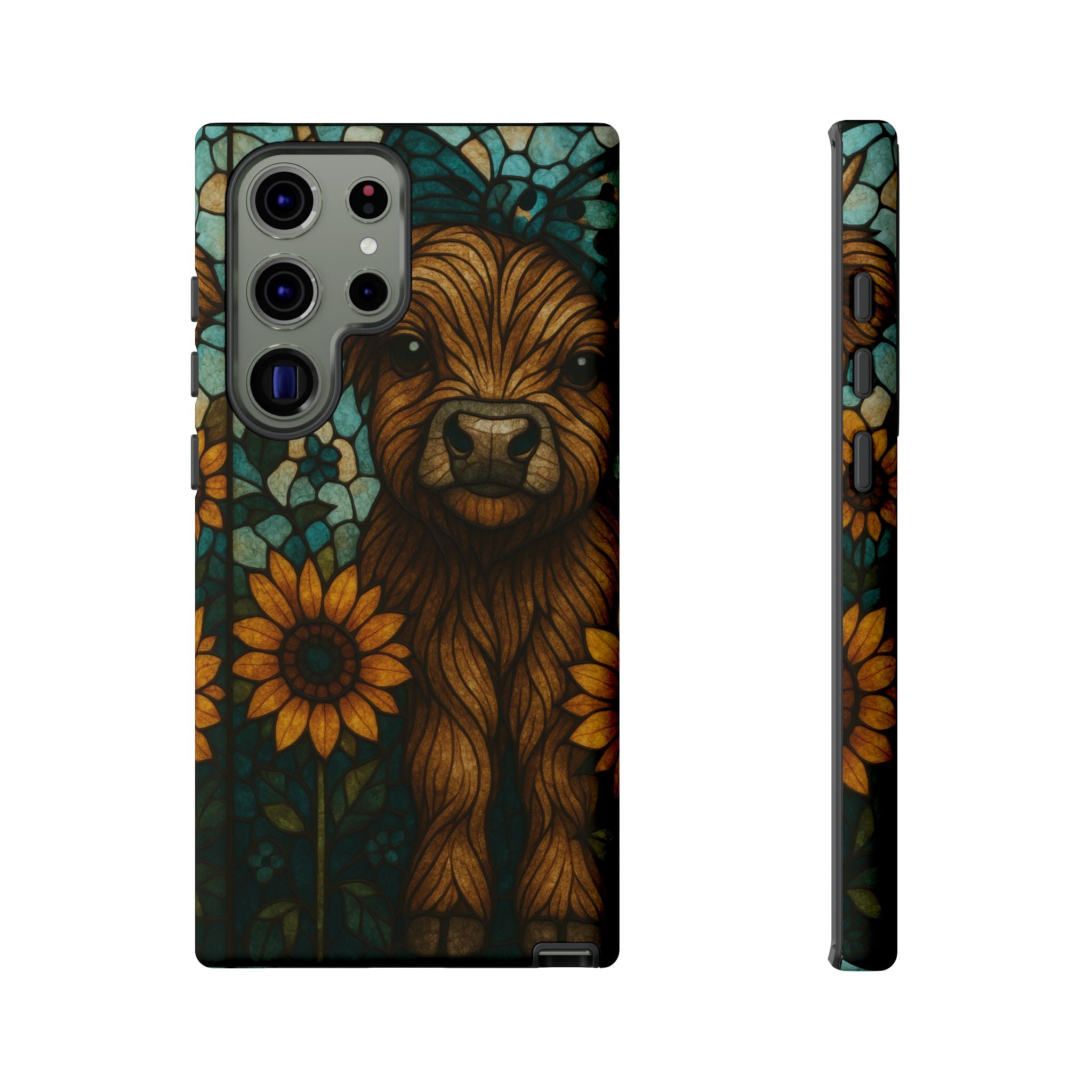 Stained Glass Baby Cow Phone Case – Sunflower Farmhouse Animal Design