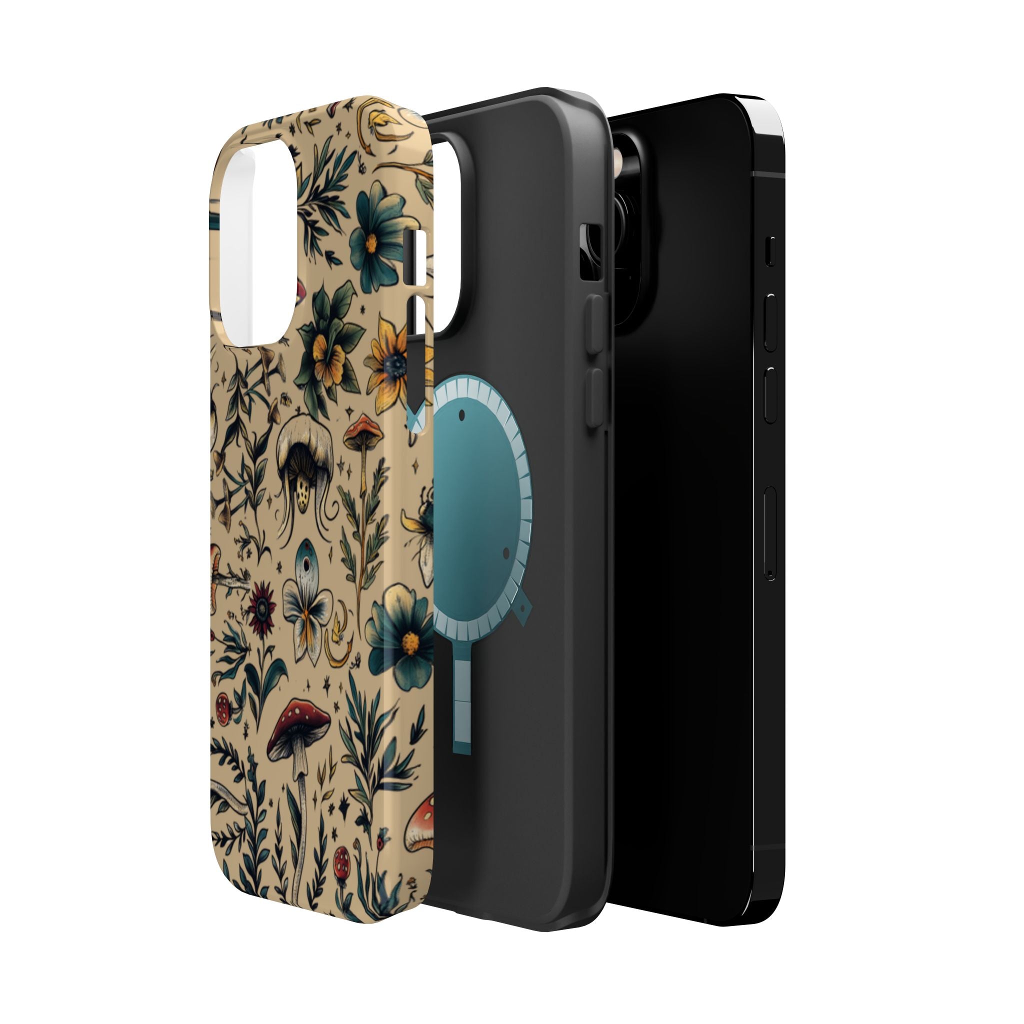 Vintage Botanical Mushroom Phone Case – MagSafe-Compatible Cover