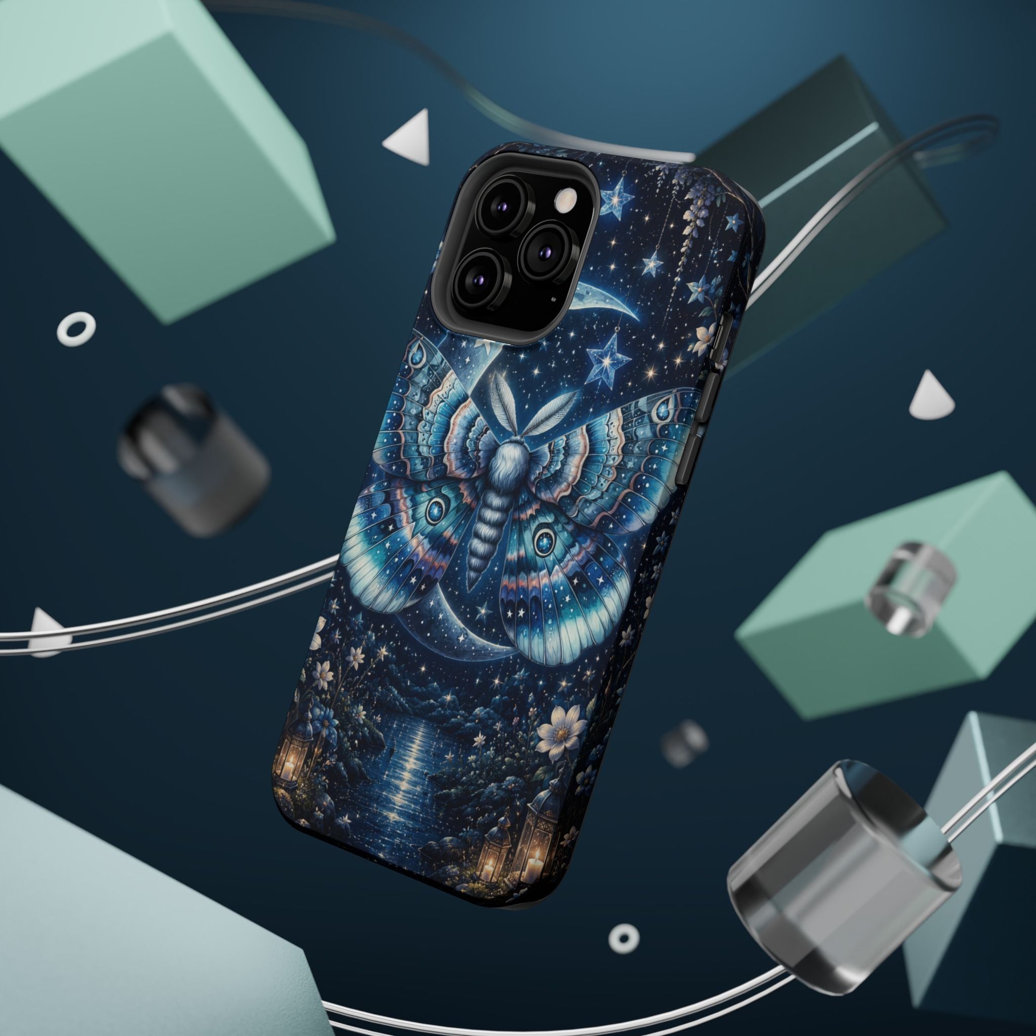 Mystic Moth Moon Phone Case – Night Sky MagSafe-Compatible Cover