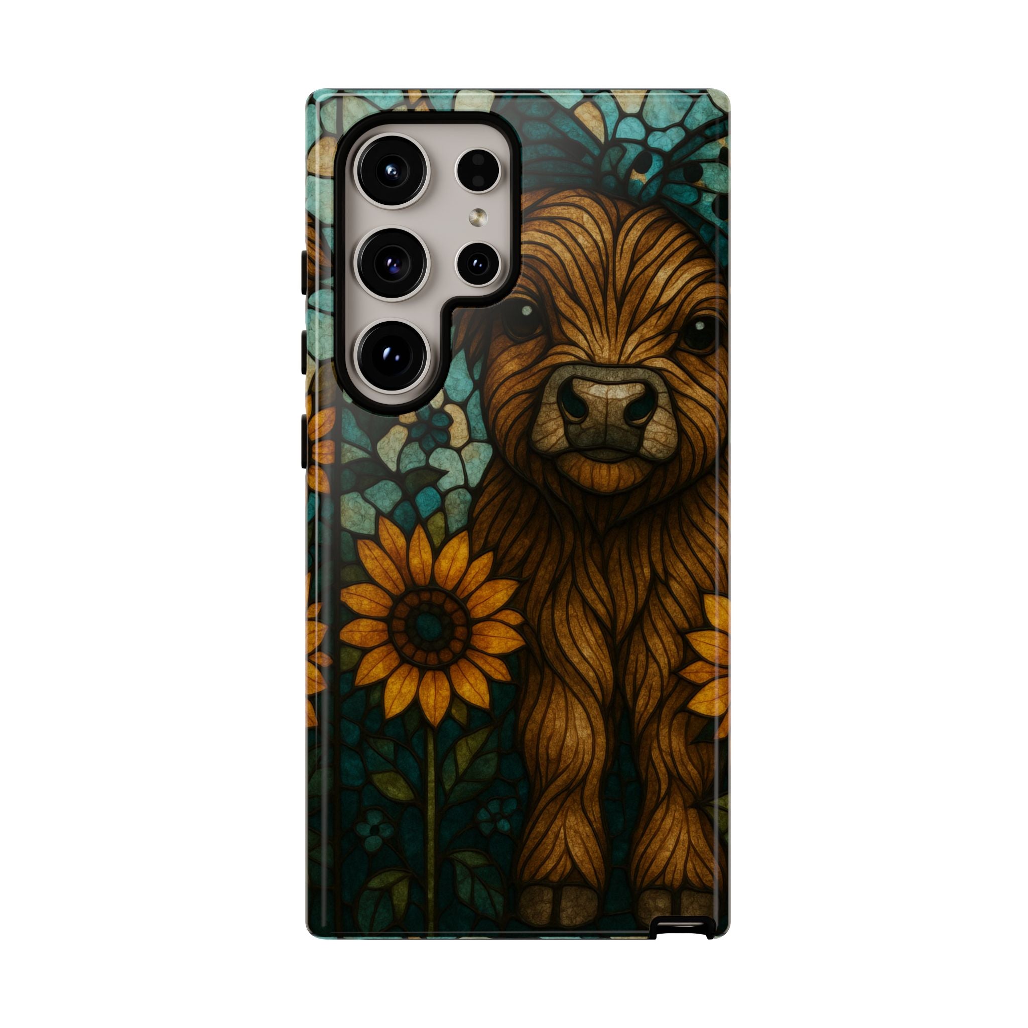 Stained Glass Baby Cow Phone Case – Sunflower Farmhouse Animal Design