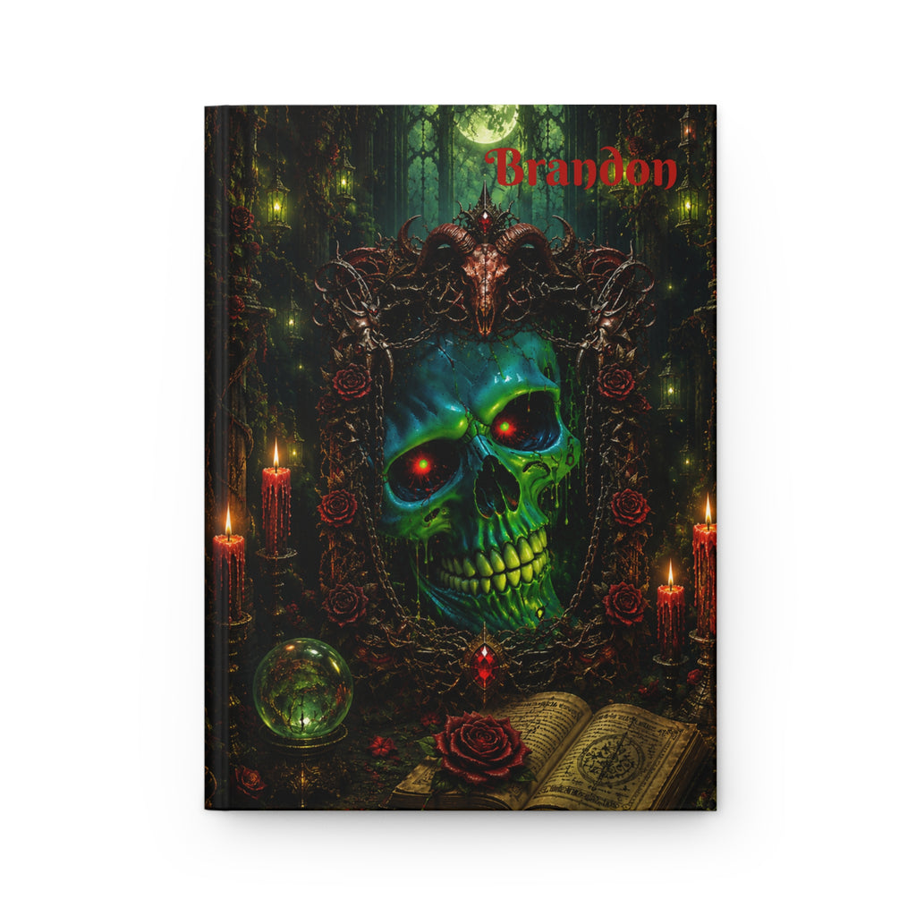 Personalized Gothic Skull Journal — Custom Name Dark Fantasy Hardcover Notebook | Lined Pages, Witchy Gift