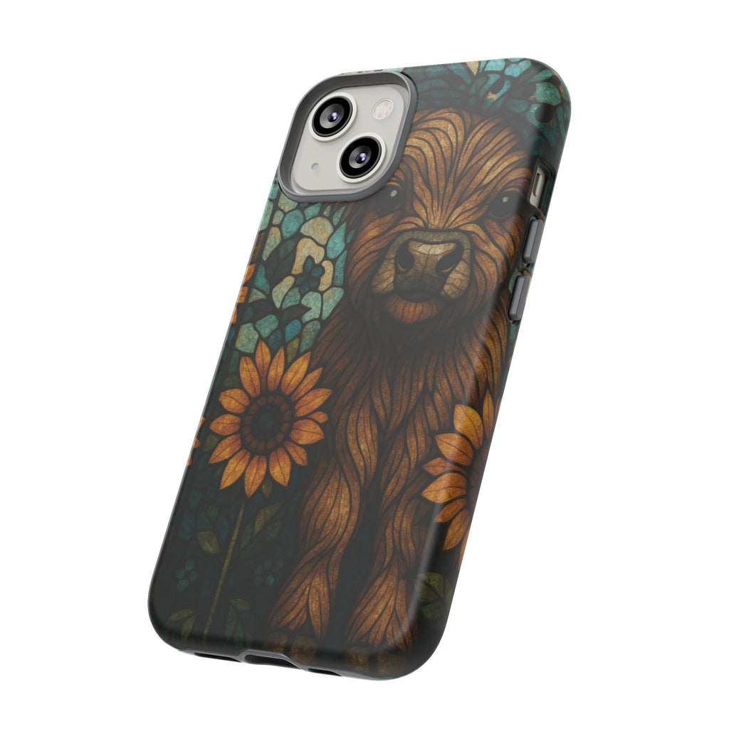 Stained Glass Baby Cow Phone Case – Sunflower Farmhouse Animal Design