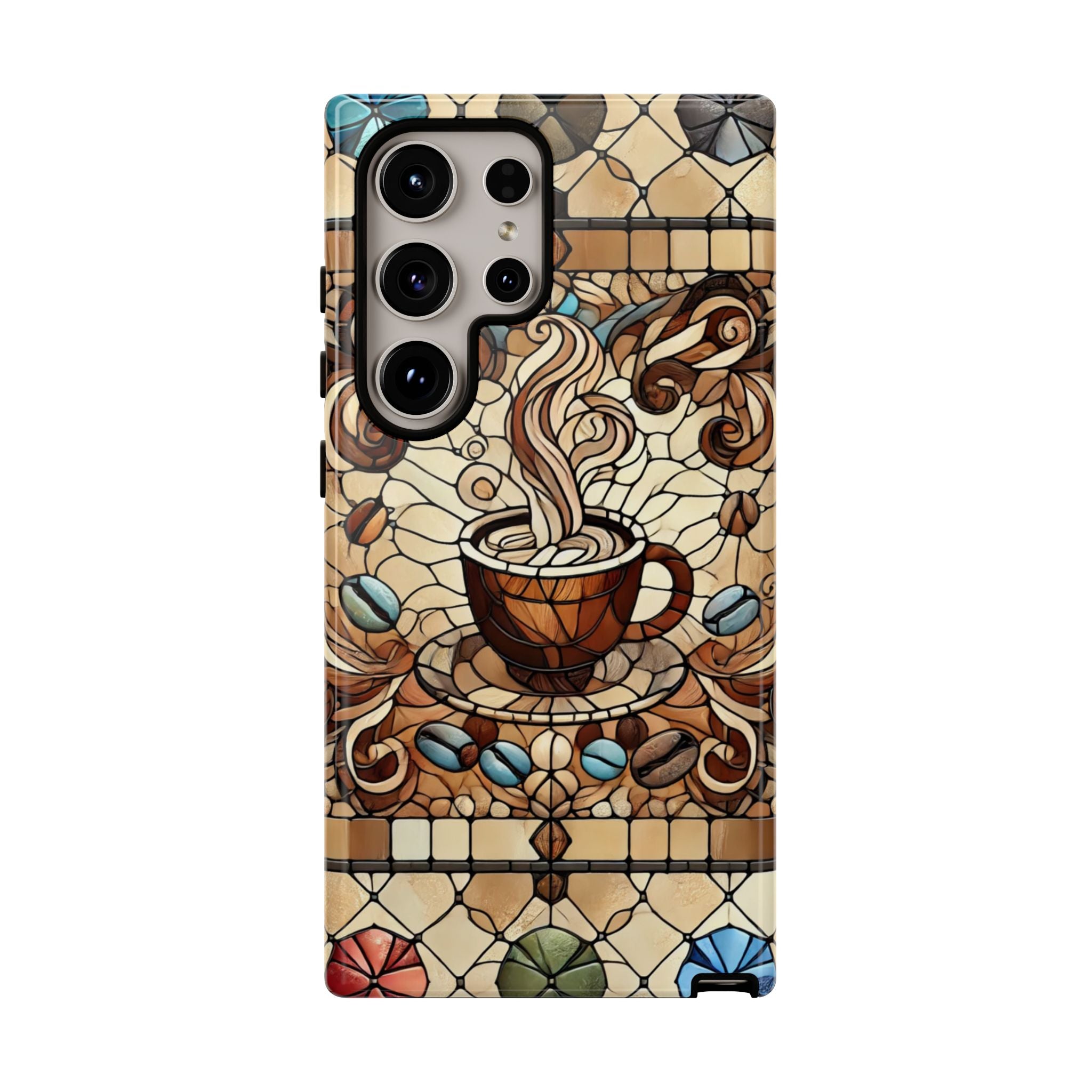 Stained Glass Coffee Android Phone Case – Shockproof TPU, 3D Wrap