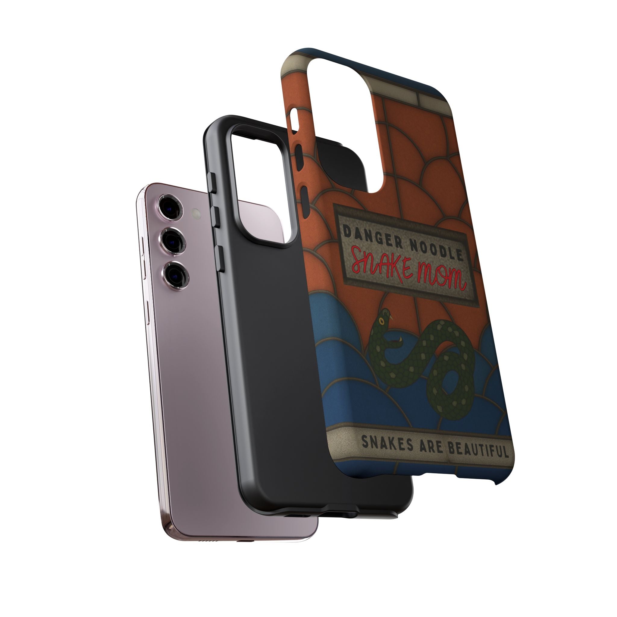 Danger Noodle Snake Mom Phone Case | Snakes Are Beautiful |Stained Glass Snake Art | Funny Snake Lover Gift |  Reptile Mom Phone Cover