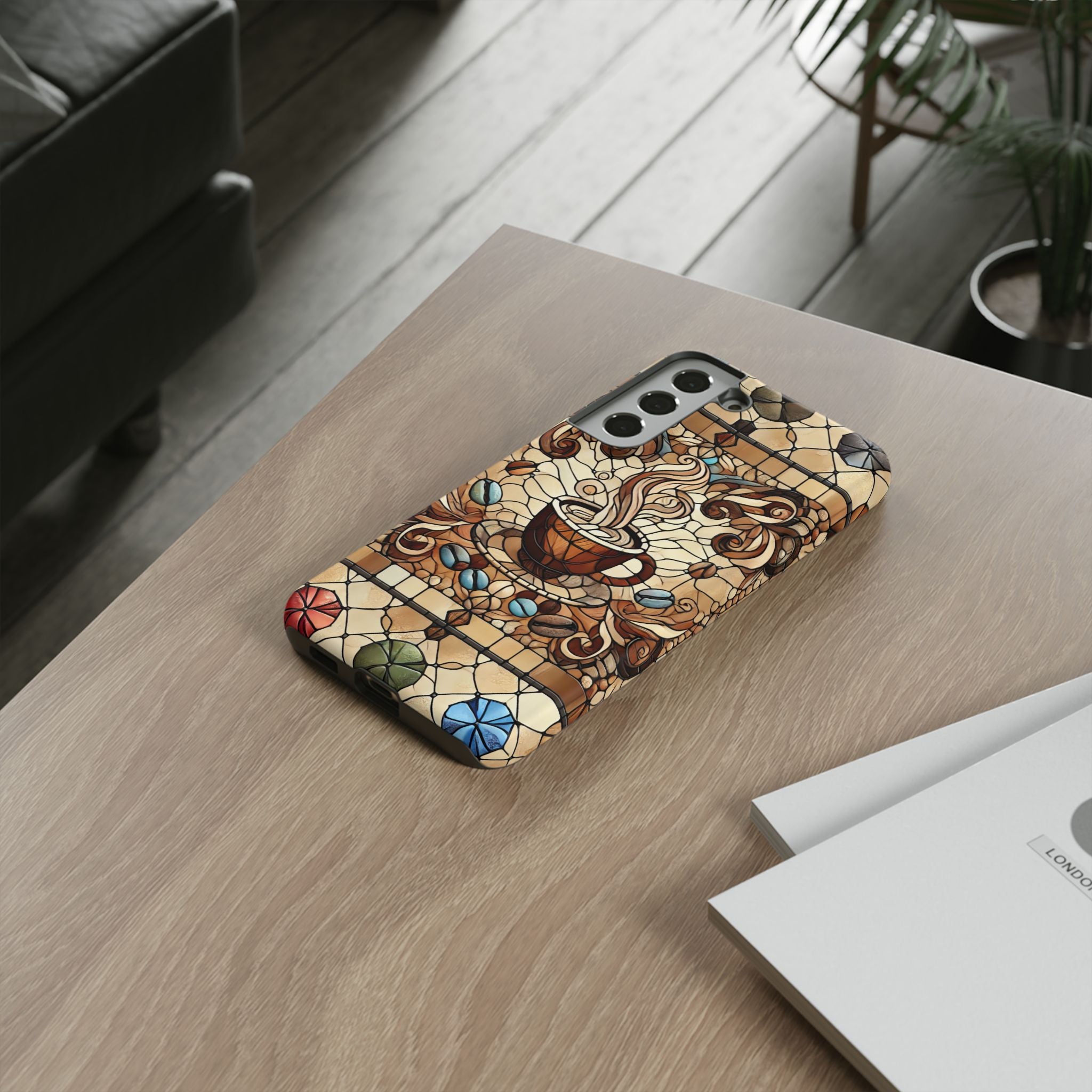 Stained Glass Coffee Android Phone Case – Shockproof TPU, 3D Wrap