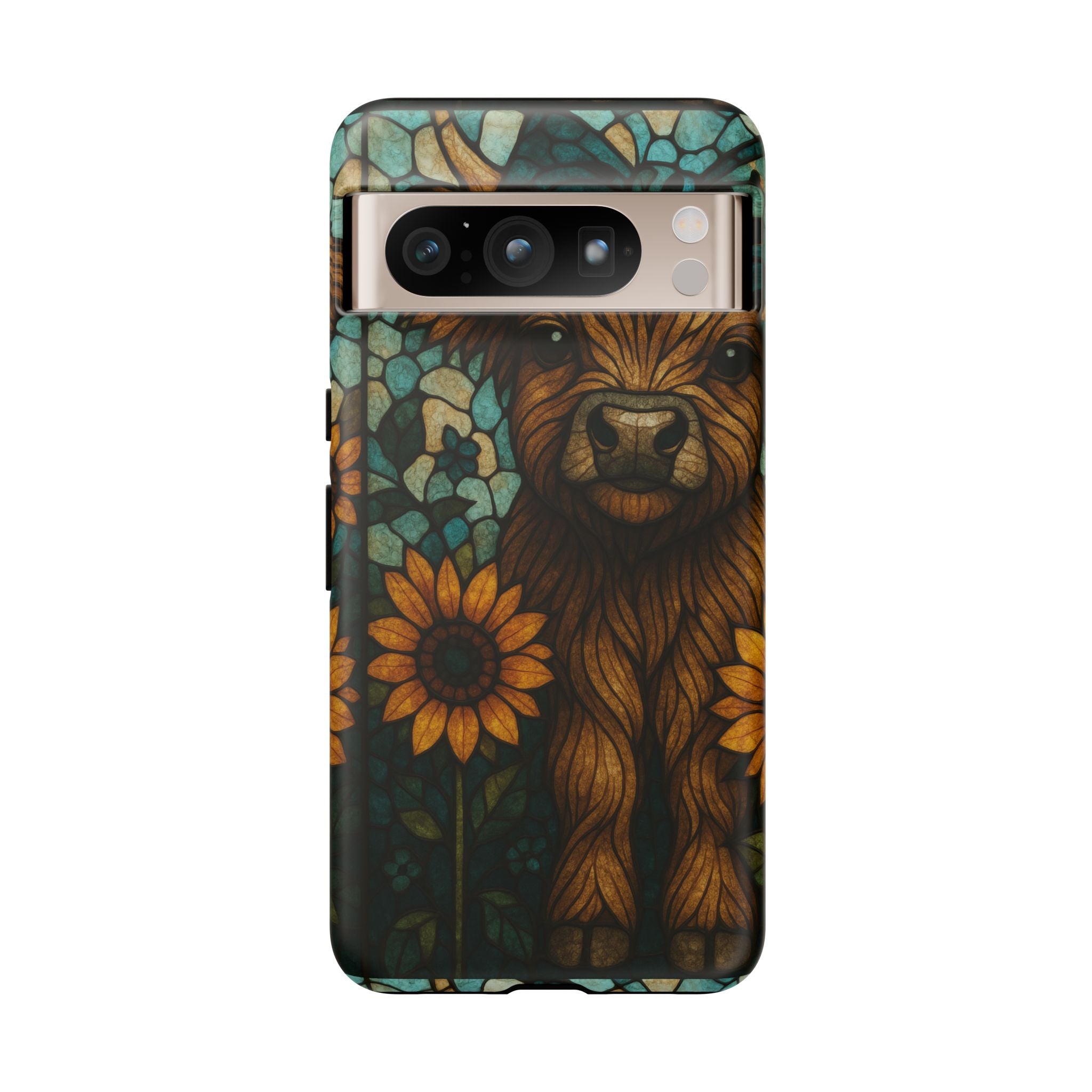 Stained Glass Baby Cow Phone Case – Sunflower Farmhouse Animal Design