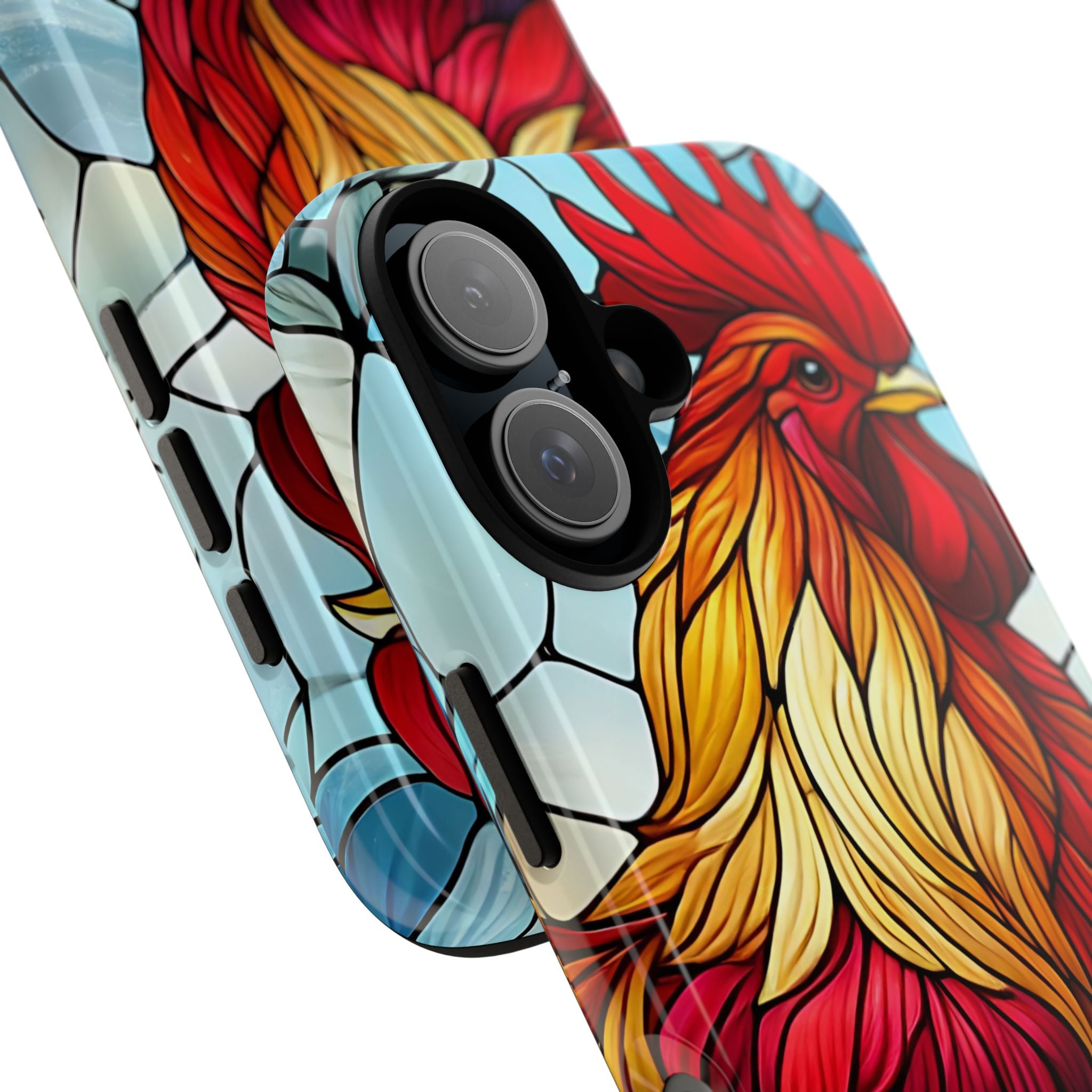 Colorful Stained Glass Rooster Android Case, Tough Protective Phone Cover, Farmhouse Decor Protective Phone Case, Unique Chicken Design