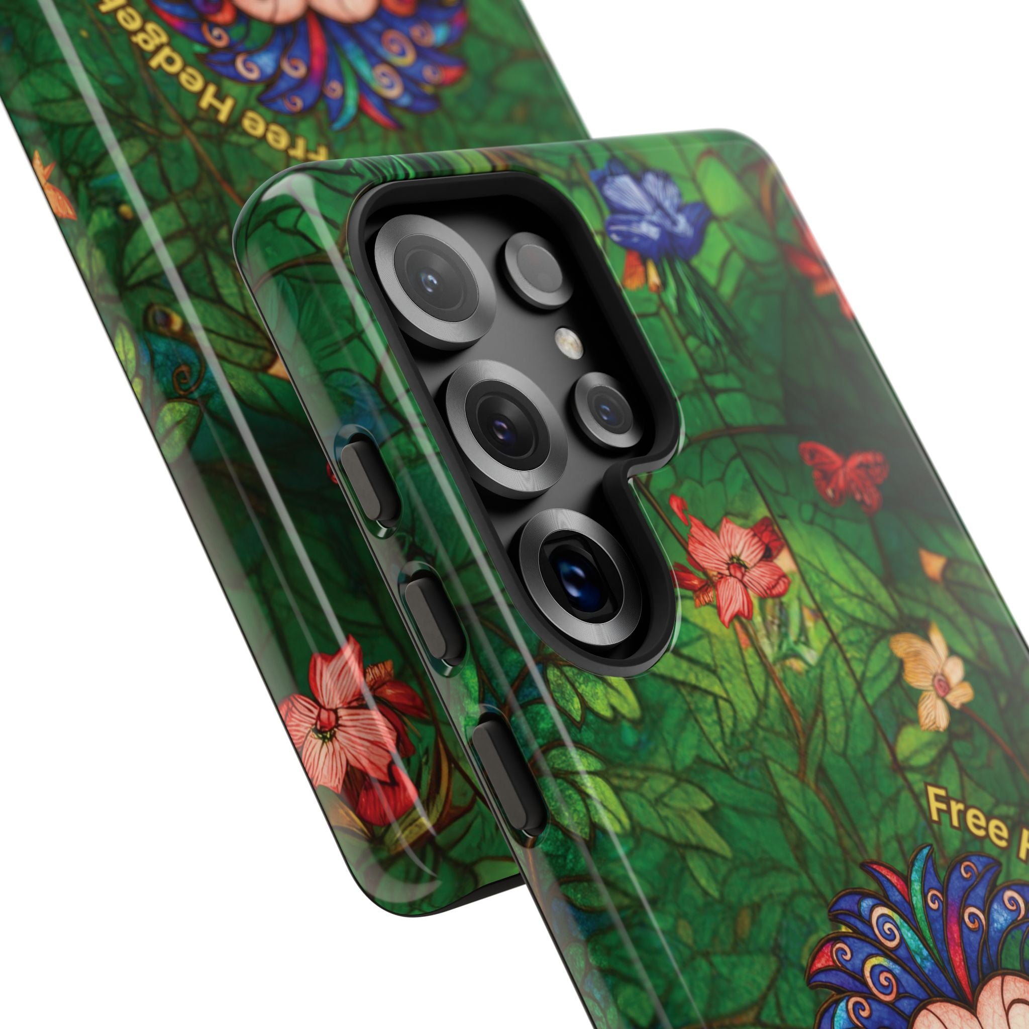 Stained Glass Hedgehog Phone Case – "Free Hedgehugs" Floral Design