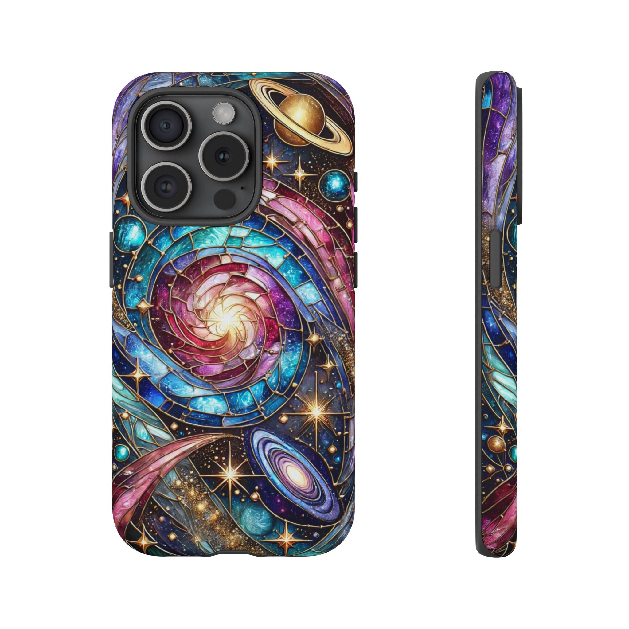 Galaxy Swirl Stained Glass Phone Case – Cosmic Celestial Cover