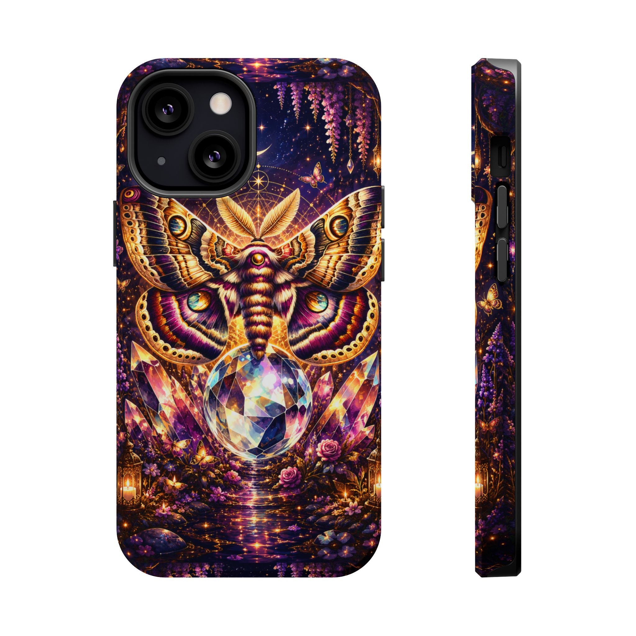 Mystic Moth Crystal Phone Case – Jewel-Toned MagSafe-Compatible Cover