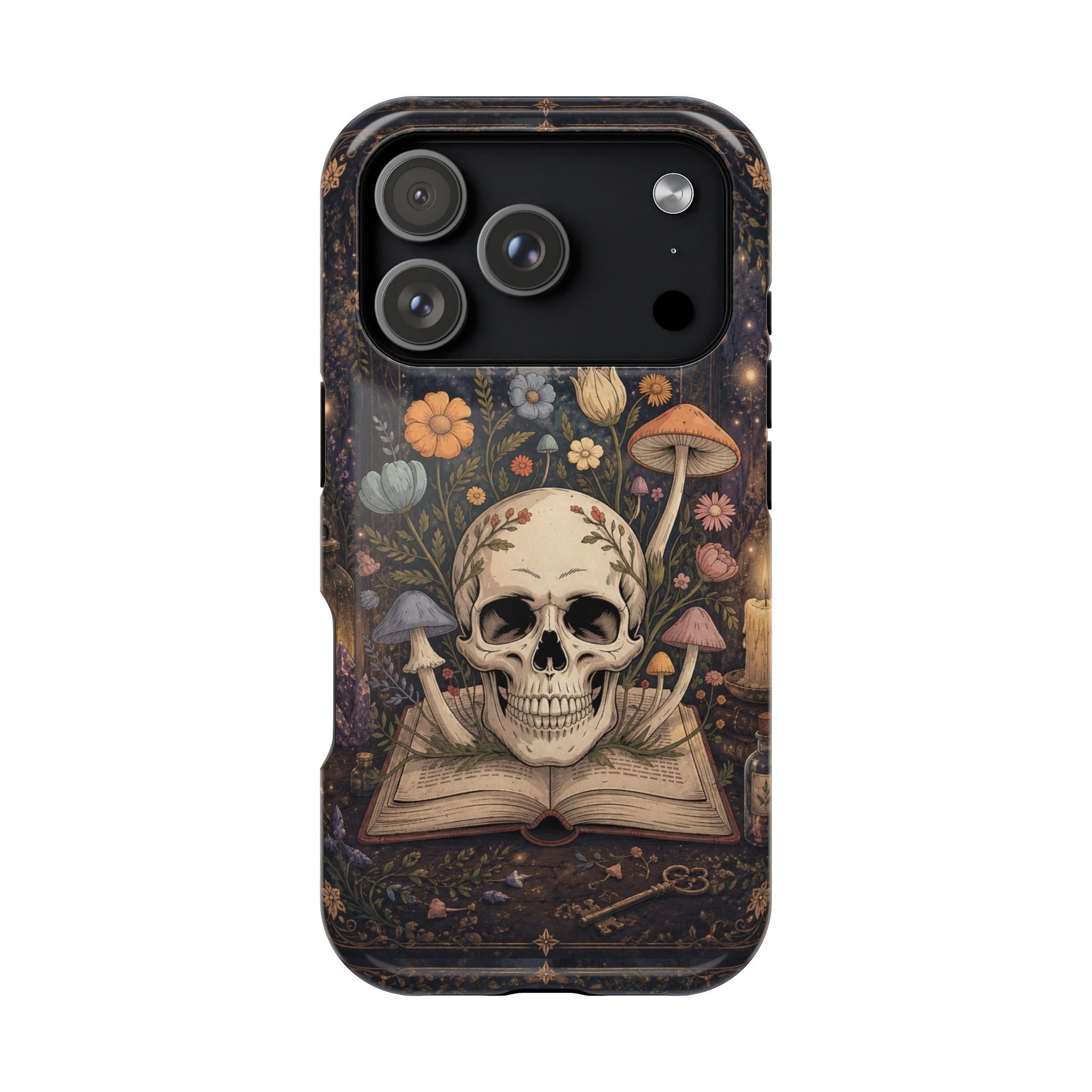 Skull & Mushroom Phone Case – Gothic MagSafe-Compatible Impact-Resistant Case