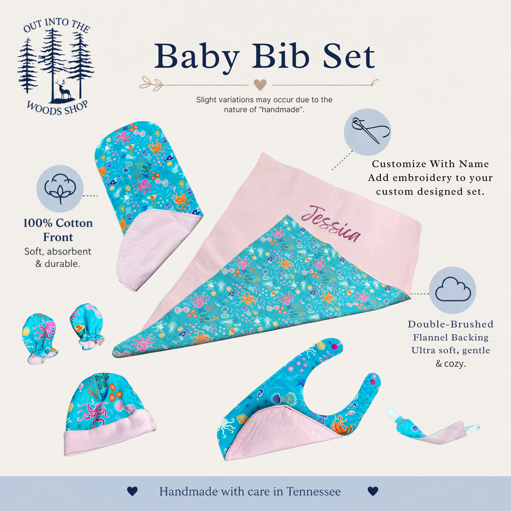 Pink Glow in the Dark Ocean Baby Gift Set – Handmade Newborn Essentials (0–3 Months)