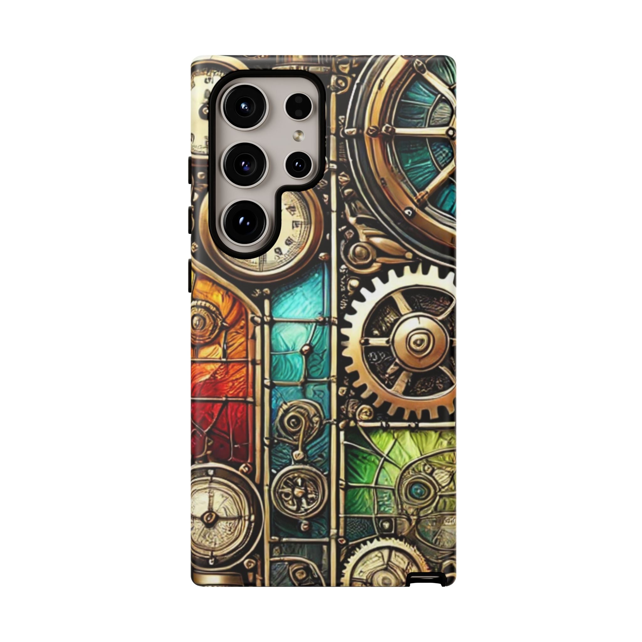 Steampunk Faux Stained Glass Android Phone Case – 3D Full-Wrap Protective Cover with TPU Liner