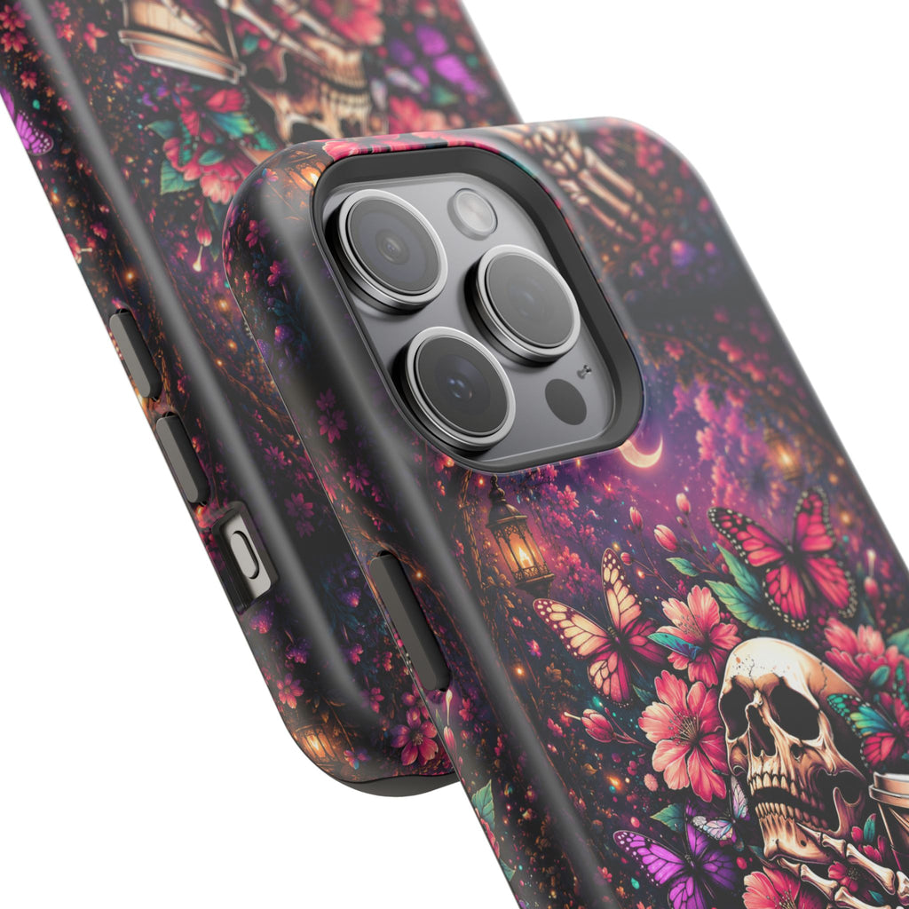 Skull & Butterflies Phone Case – Gothic Floral MagSafe-Compatible Case