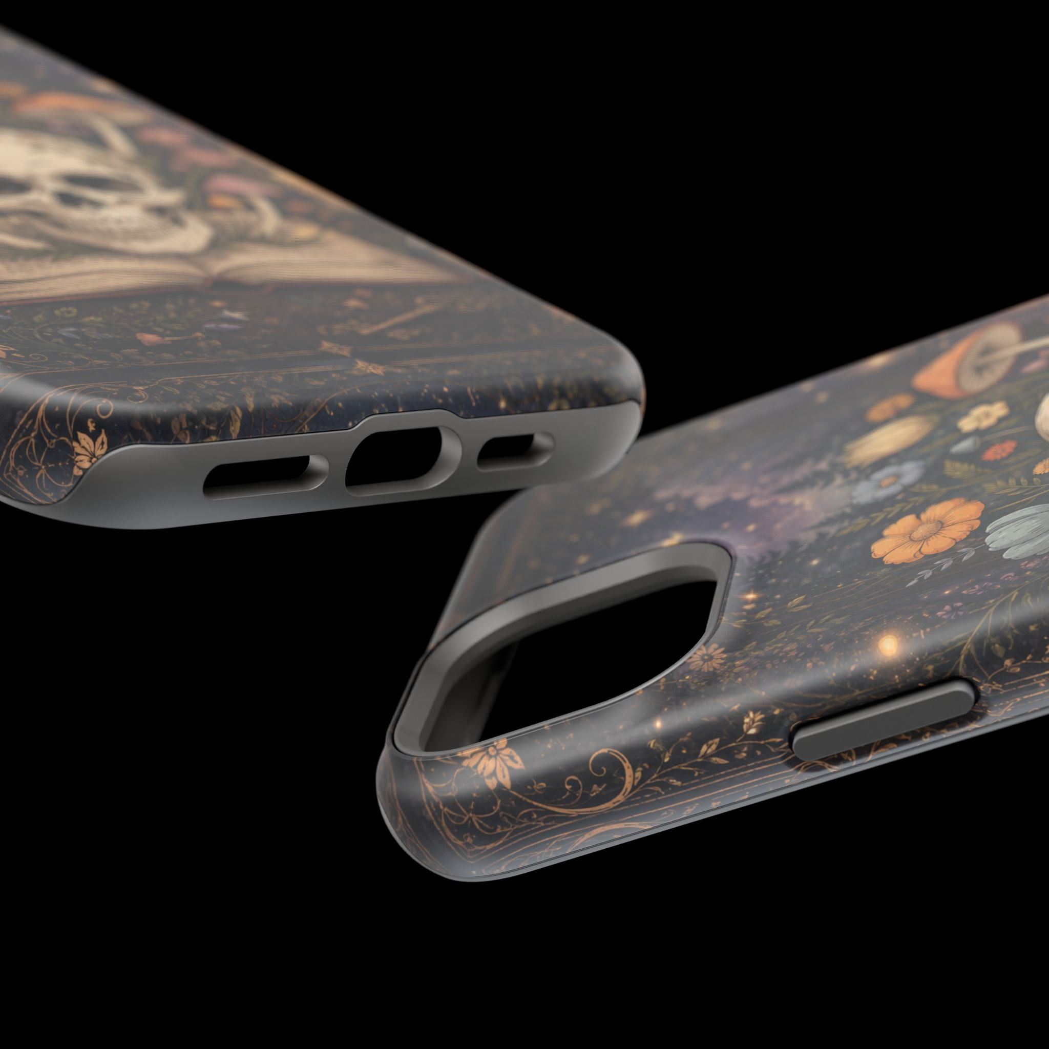 Skull & Mushroom Phone Case – Gothic MagSafe-Compatible Impact-Resistant Case