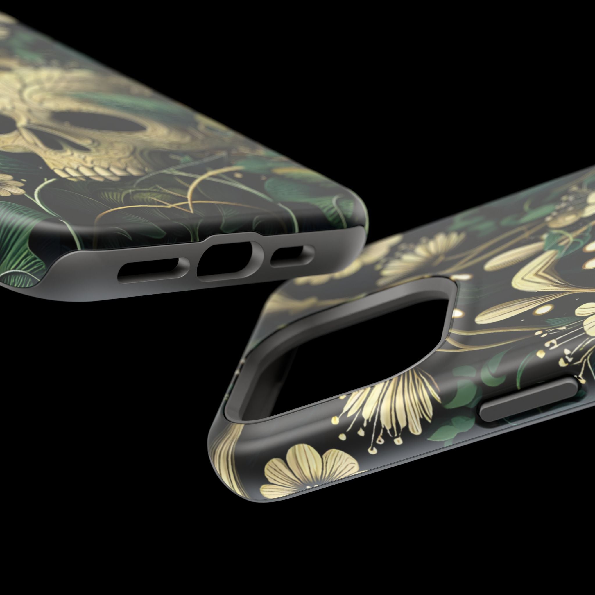 Floral Skull Phone Case – Botanical Gothic MagSafe-Compatible Cover