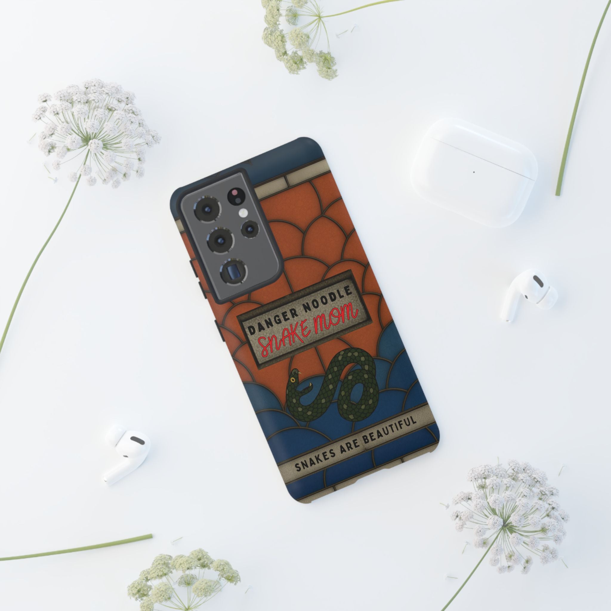 Danger Noodle Snake Mom Phone Case | Snakes Are Beautiful |Stained Glass Snake Art | Funny Snake Lover Gift |  Reptile Mom Phone Cover