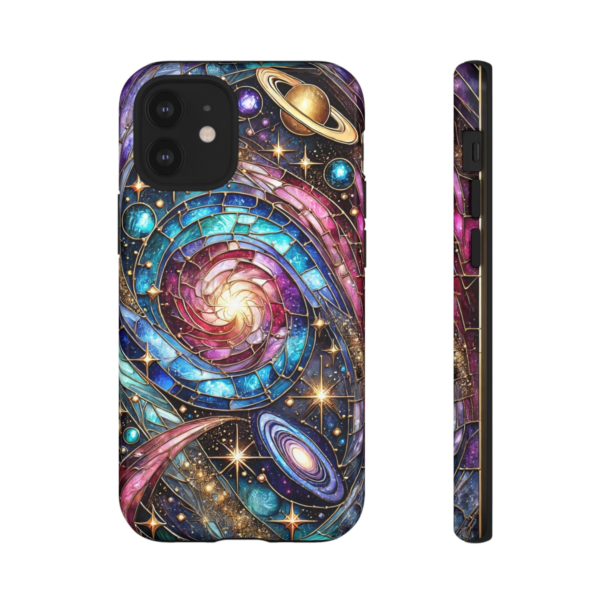 Galaxy Swirl Stained Glass Phone Case – Cosmic Celestial Cover