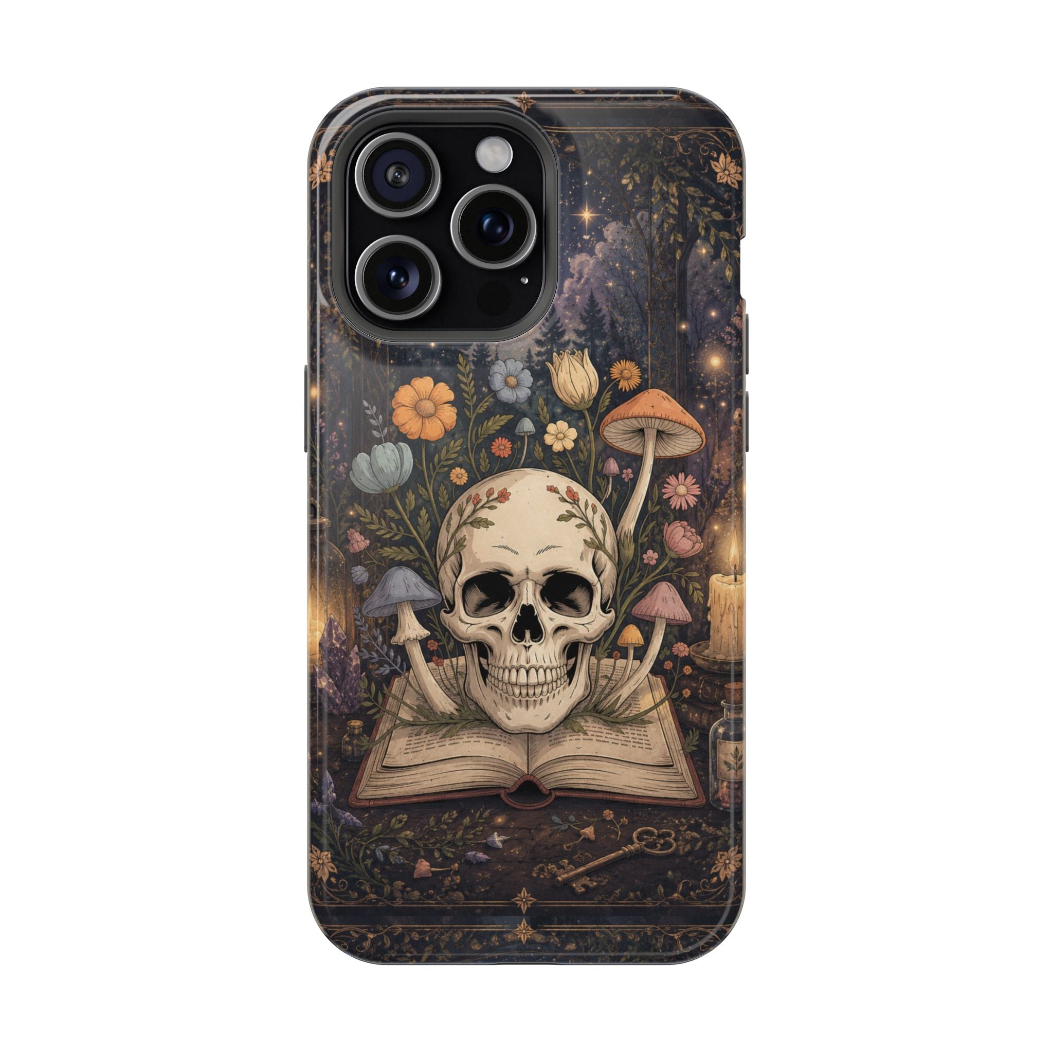 Skull & Mushroom Phone Case – Gothic MagSafe-Compatible Impact-Resistant Case