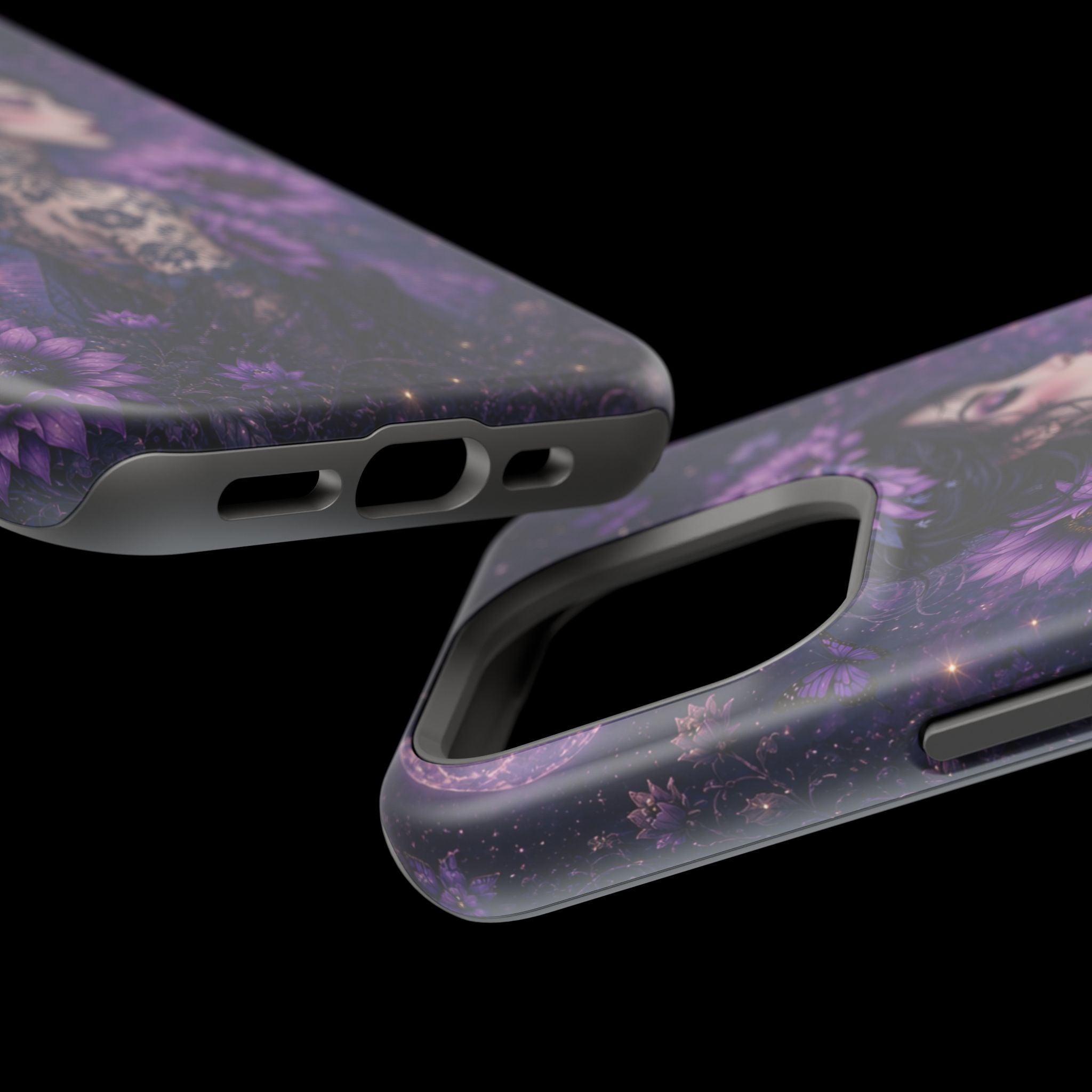 Gothic Floral Woman Phone Case – Dark Botanical MagSafe-Compatible Cover