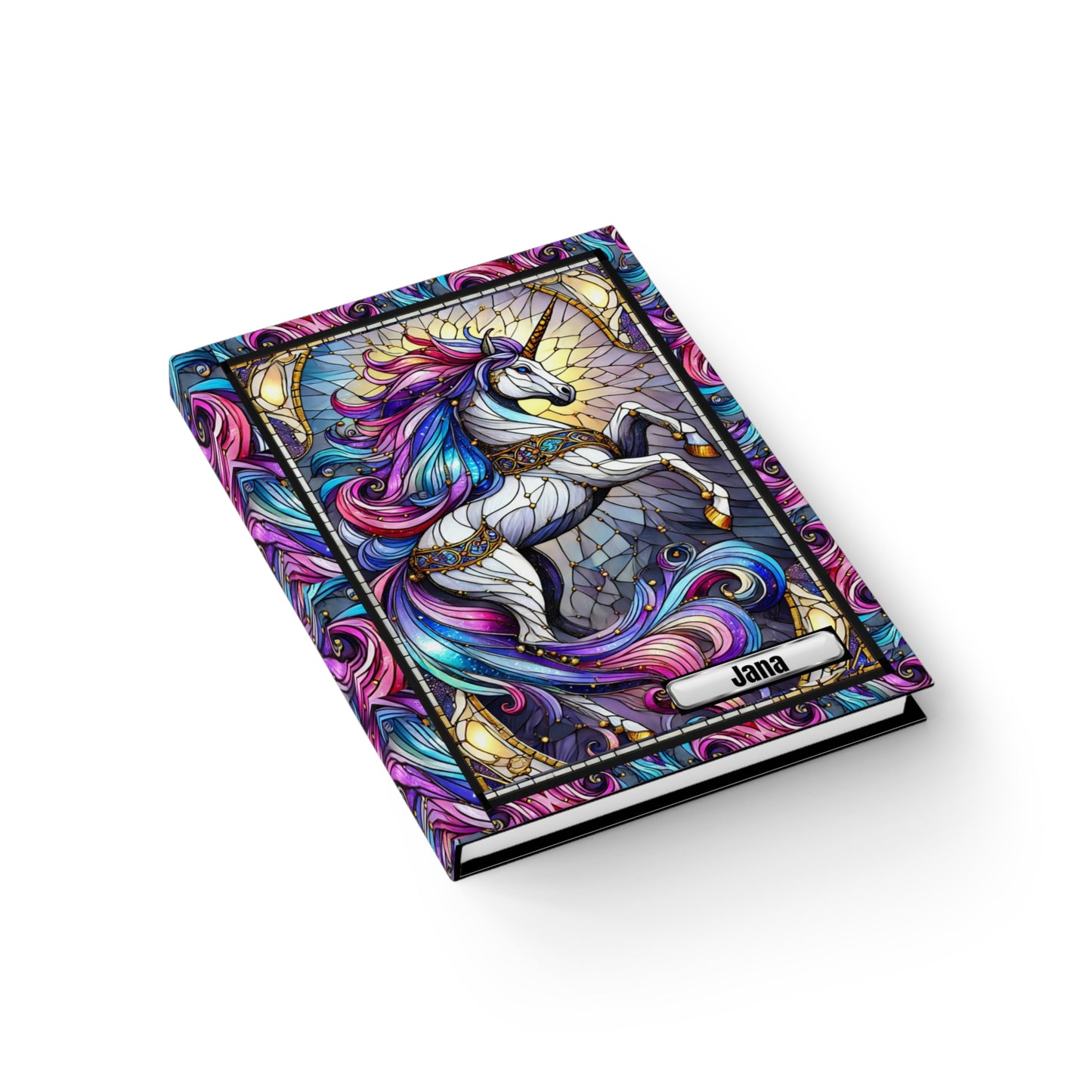 Custom Unicorn Stained Glass Lined Pages Journal, Unicorn Lovers Gift From Mom, Decorative Reflection Notepad, Creative Writing Artistic Notebook