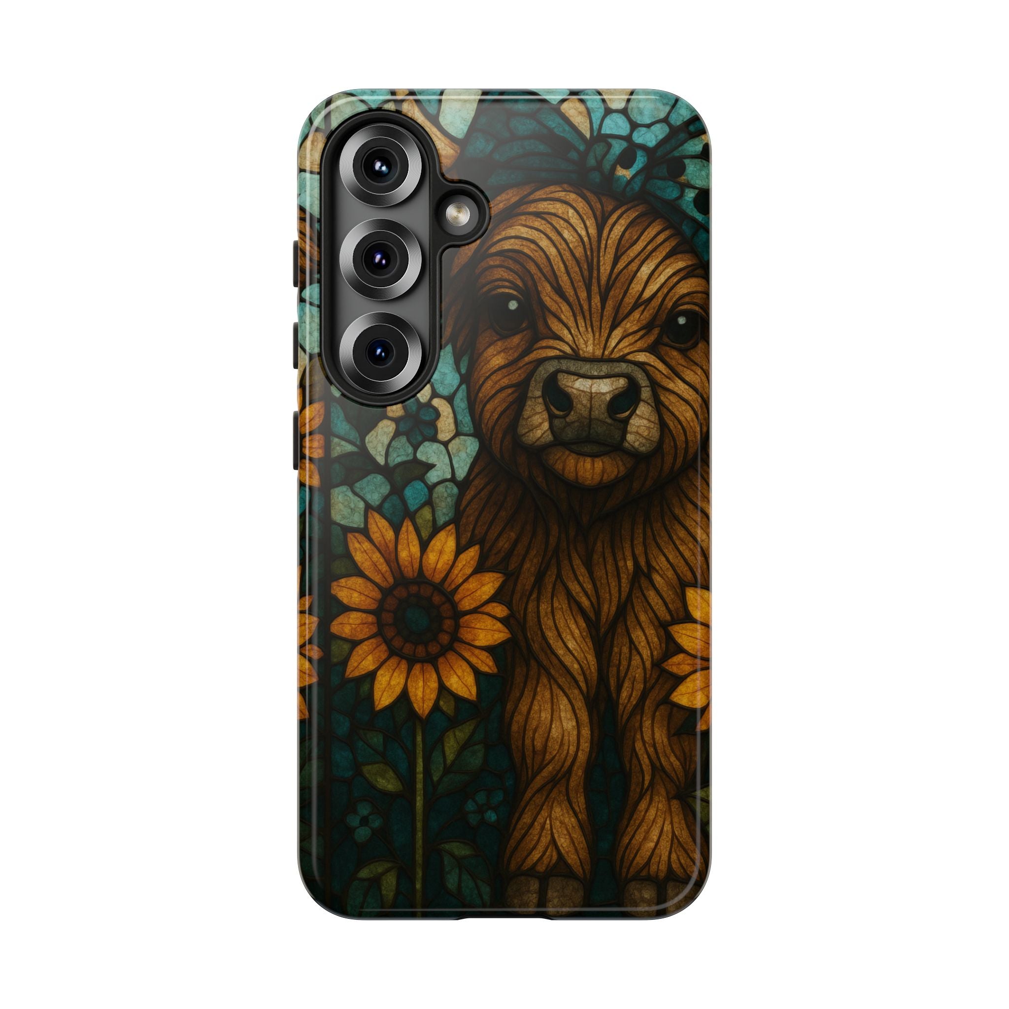 Stained Glass Baby Cow Phone Case – Sunflower Farmhouse Animal Design