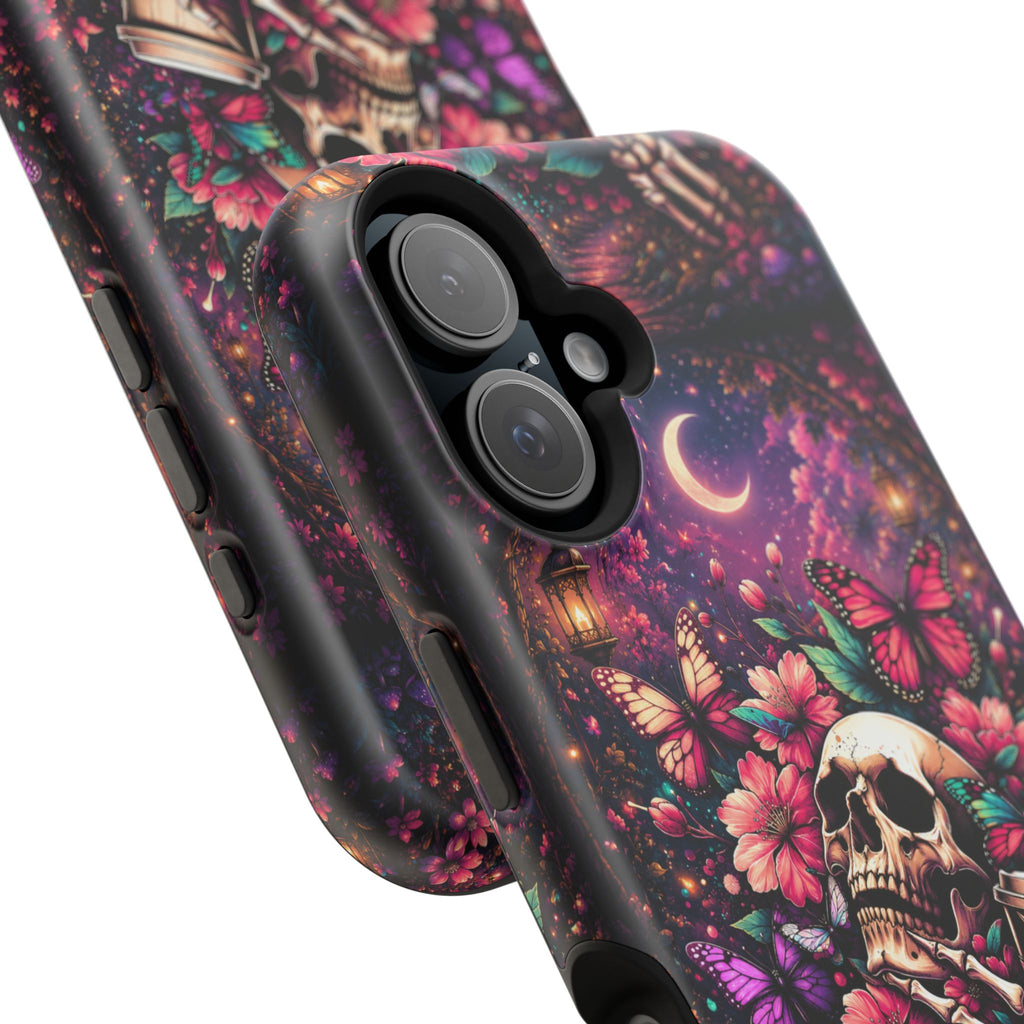 Skull & Butterflies Phone Case – Gothic Floral MagSafe-Compatible Case