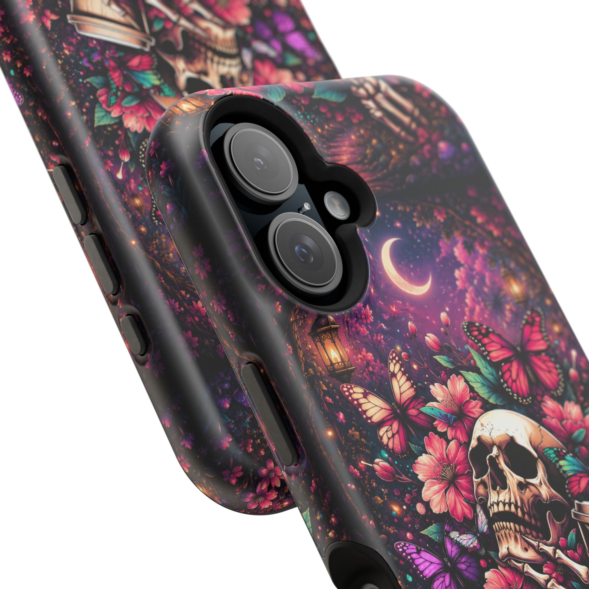 Skull & Butterflies Phone Case – Gothic Floral MagSafe-Compatible Case