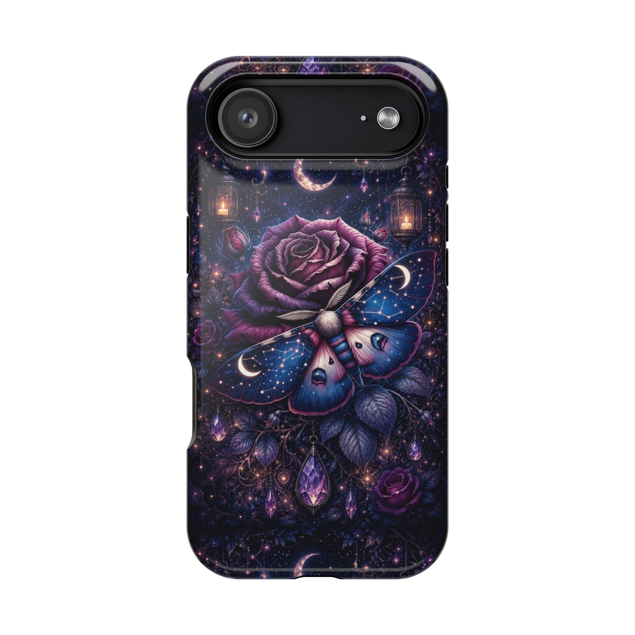 Mystical Rose & Moth Phone Case – Floral MagSafe-Compatible Cover