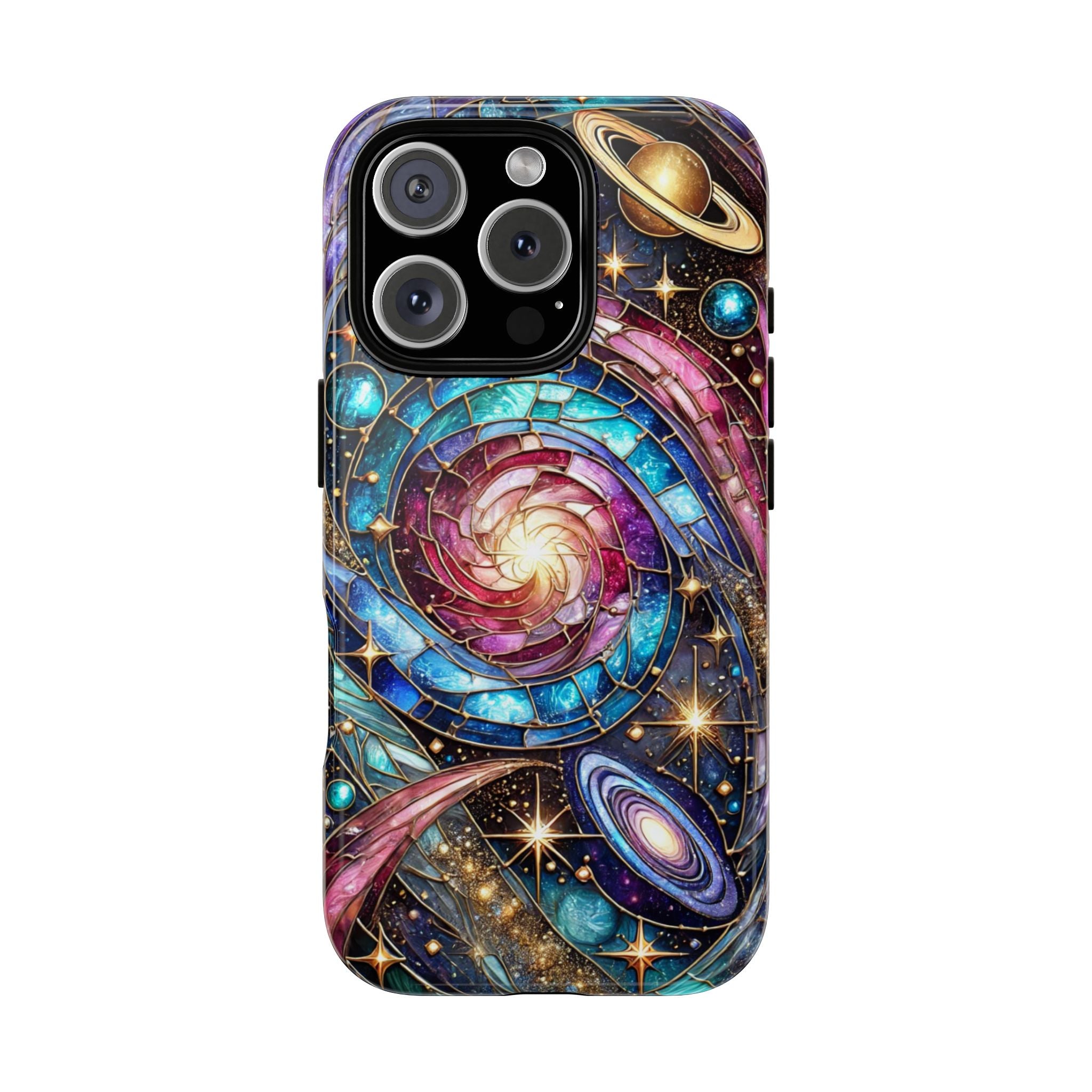 Galaxy Swirl Stained Glass Phone Case – Cosmic Celestial Cover