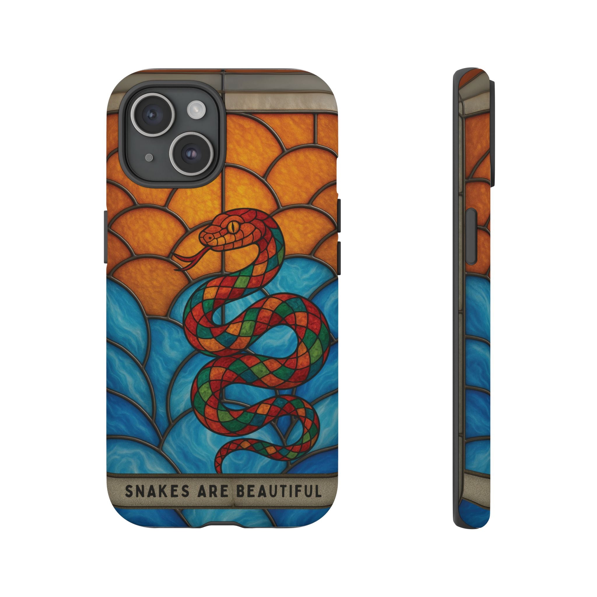 Snakes Are Beautiful Stained Glass Phone Case, Colorful Reptile Design Phone Cover, Nature Lovers Reptile Phone Case, Danger Noodle Case