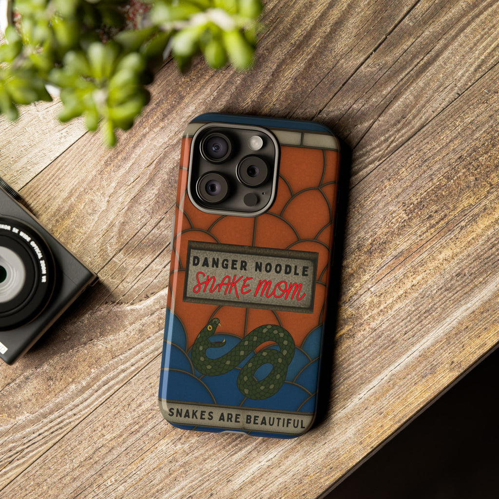 Danger Noodle Snake Mom Phone Case | Snakes Are Beautiful |Stained Glass Snake Art | Funny Snake Lover Gift |  Reptile Mom Phone Cover