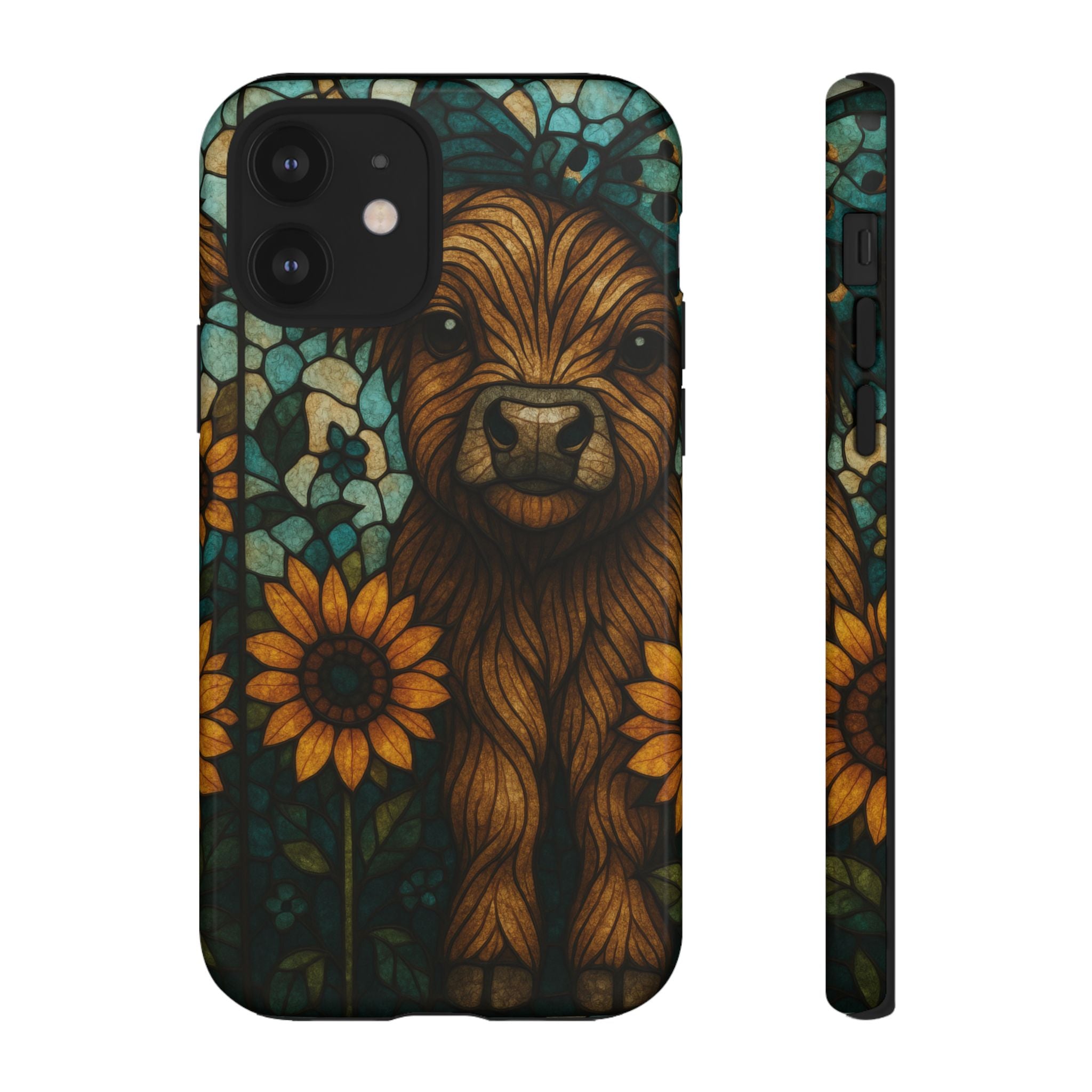 Stained Glass Baby Cow Phone Case – Sunflower Farmhouse Animal Design