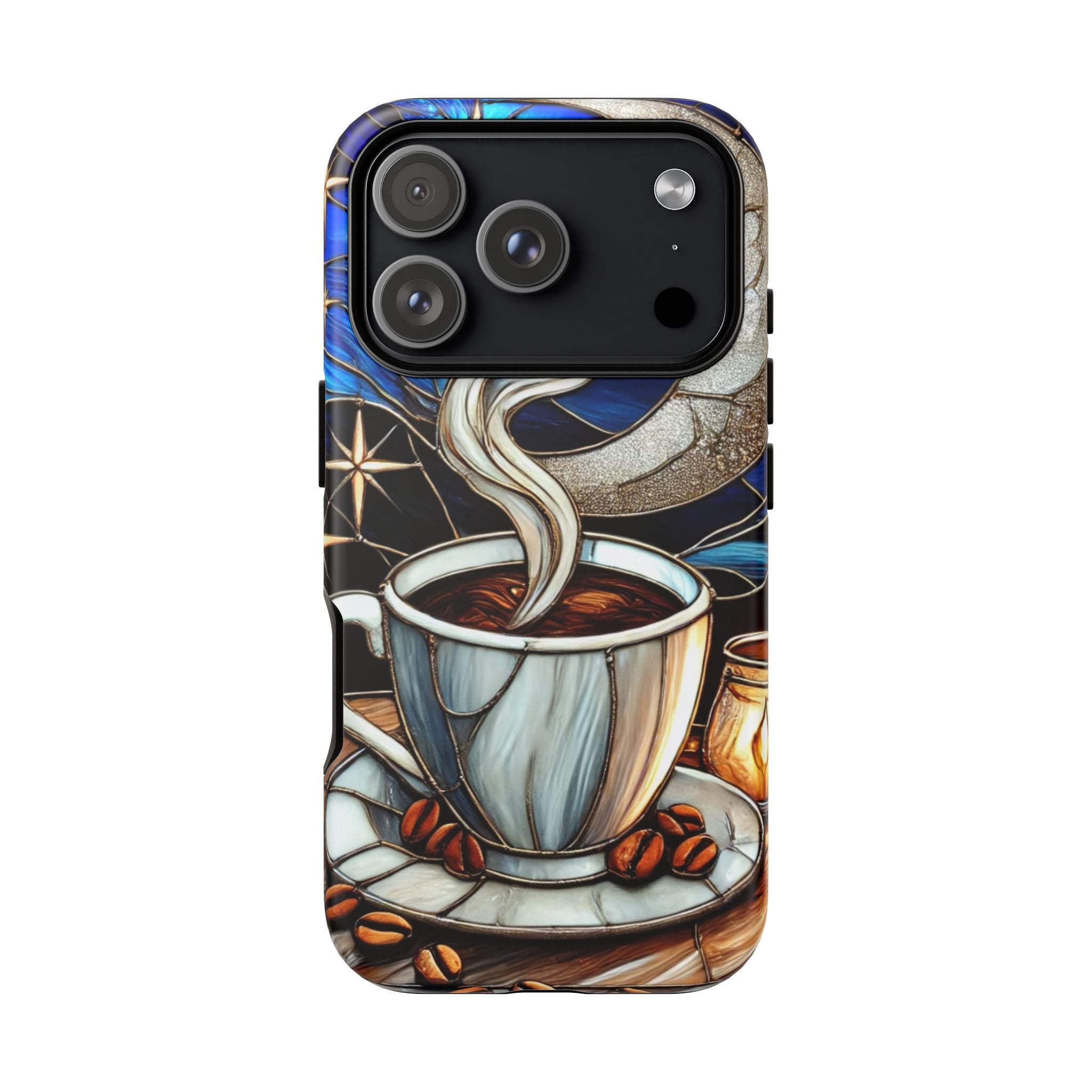 Stained Glass Coffee Phone Case – Cozy Artistic Design for Coffee Lovers