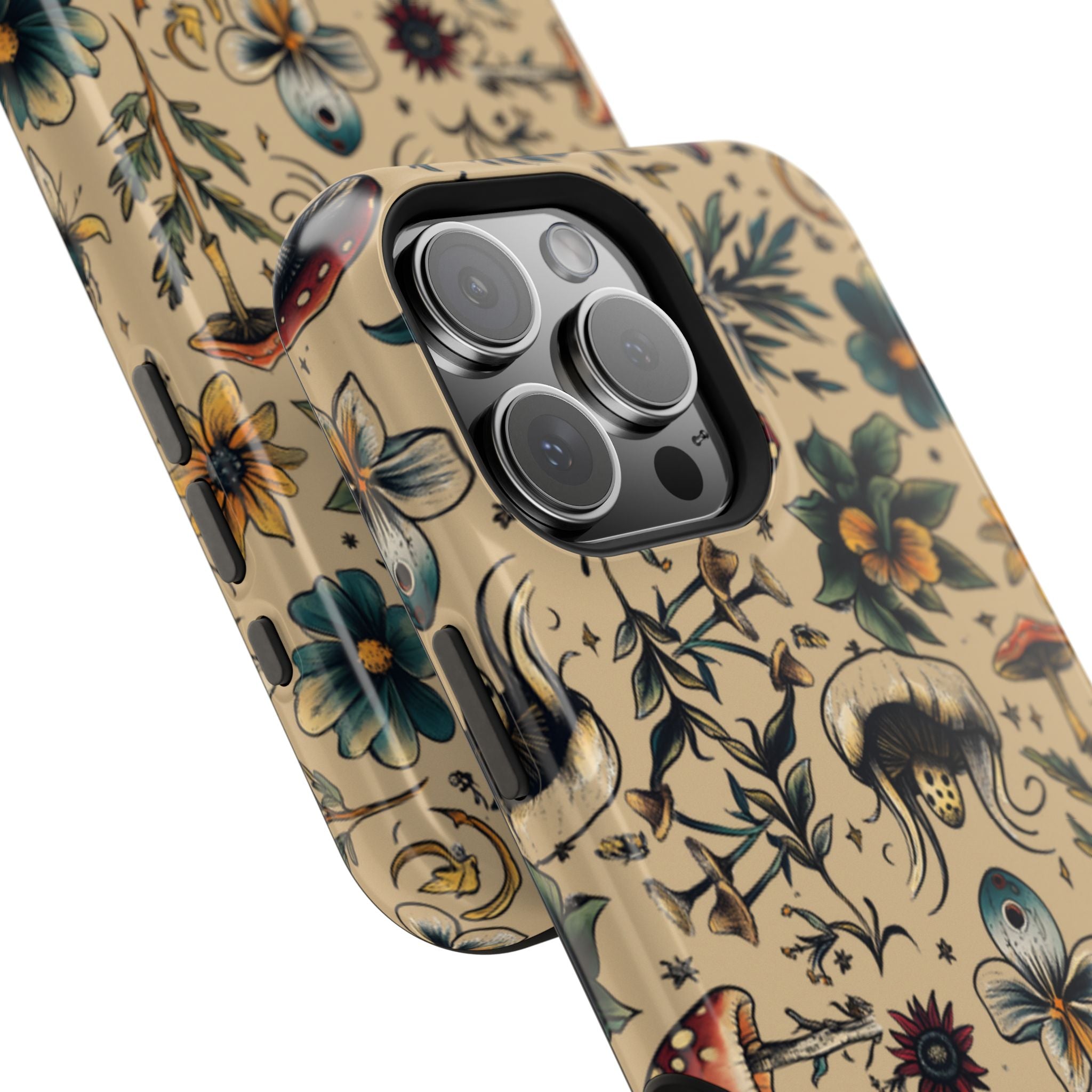 Vintage Botanical Mushroom Phone Case – MagSafe-Compatible Cover