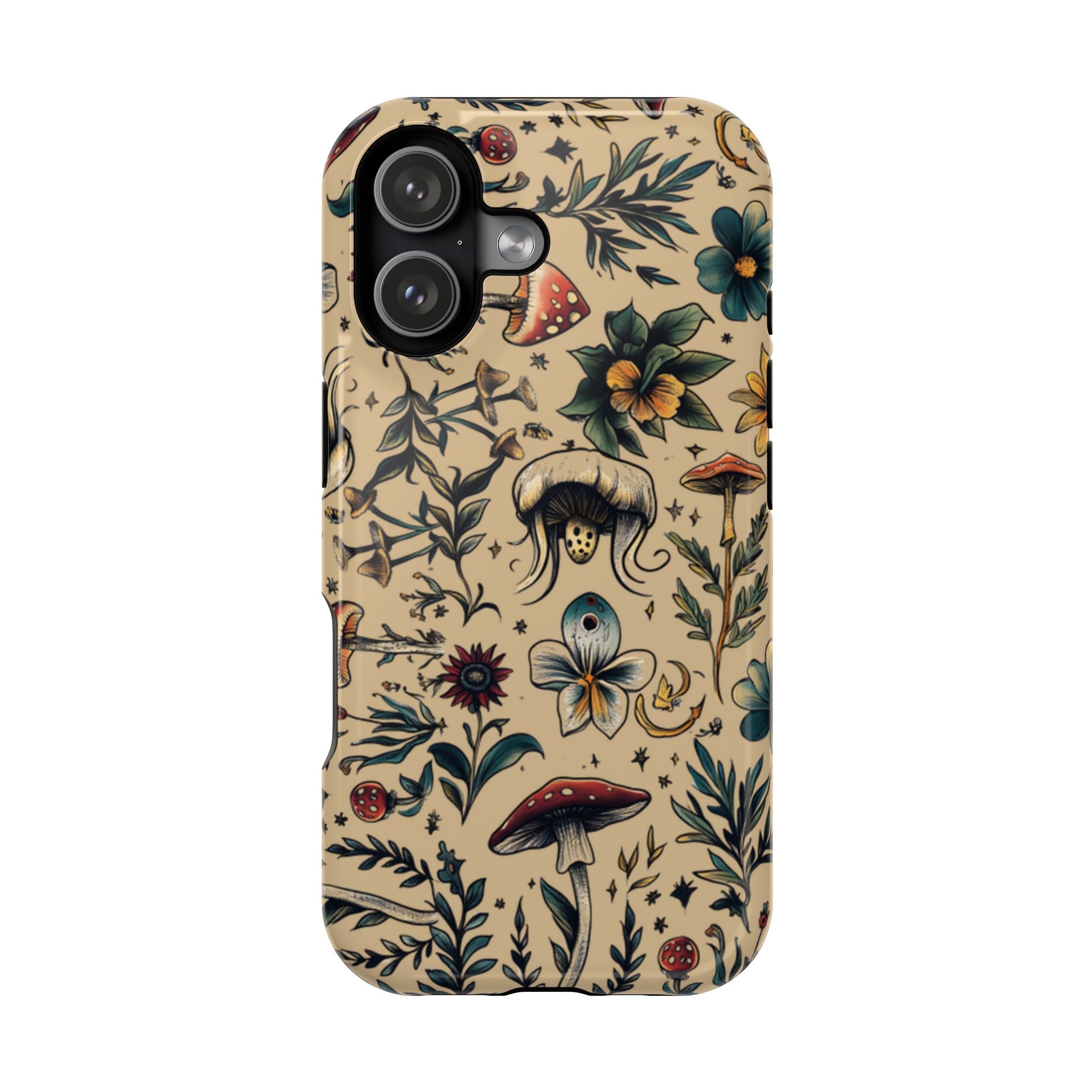 Vintage Botanical Mushroom Phone Case – MagSafe-Compatible Cover