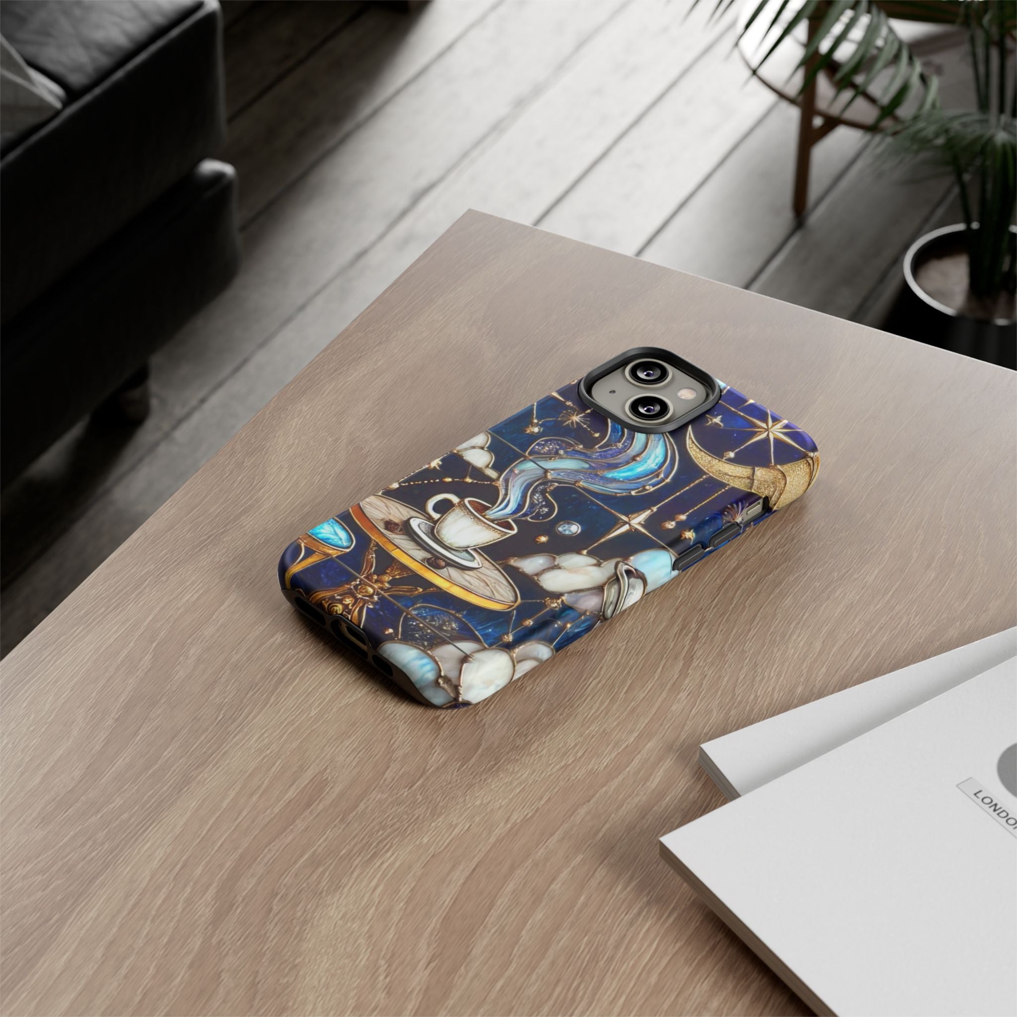 Celestial Stained Glass Coffee iPhone Case – Shockproof 3D Wrap