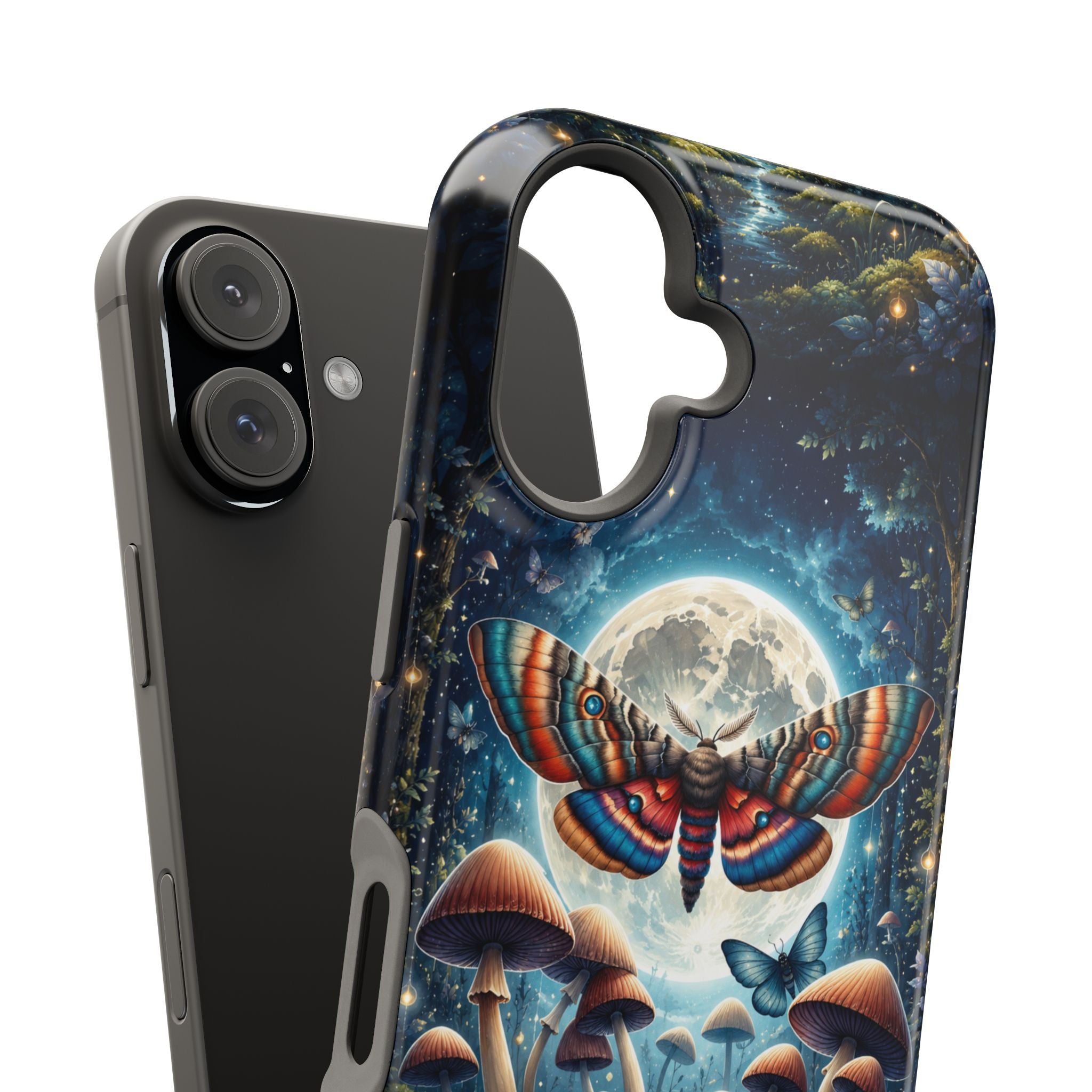 Mystic Moth Moon Phone Case – Whimsical MagSafe-Compatible Cover