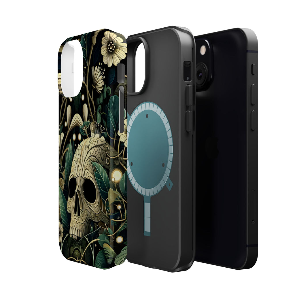Floral Skull Phone Case – Botanical Gothic MagSafe-Compatible Cover