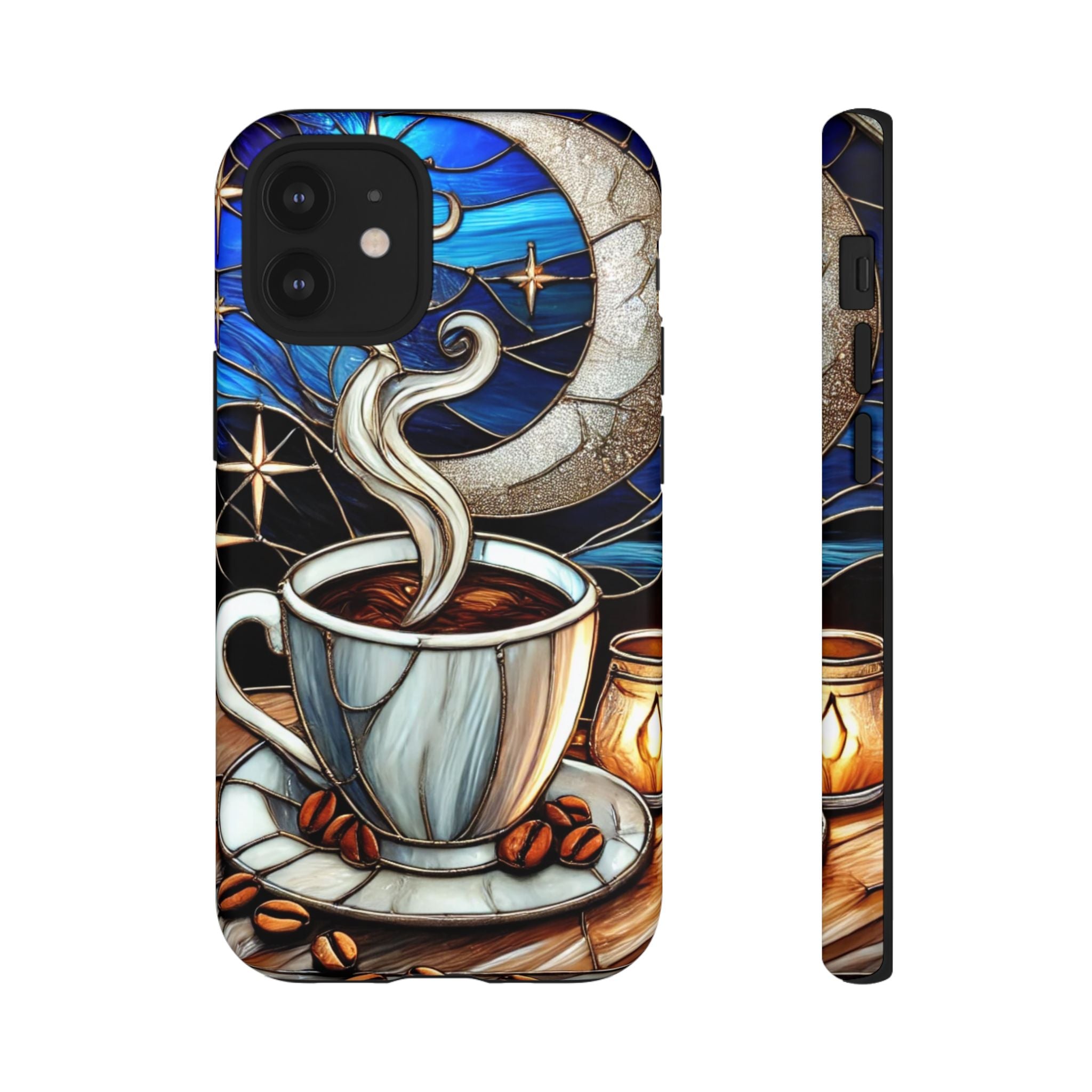 Stained Glass Coffee Phone Case – Cozy Artistic Design for Coffee Lovers