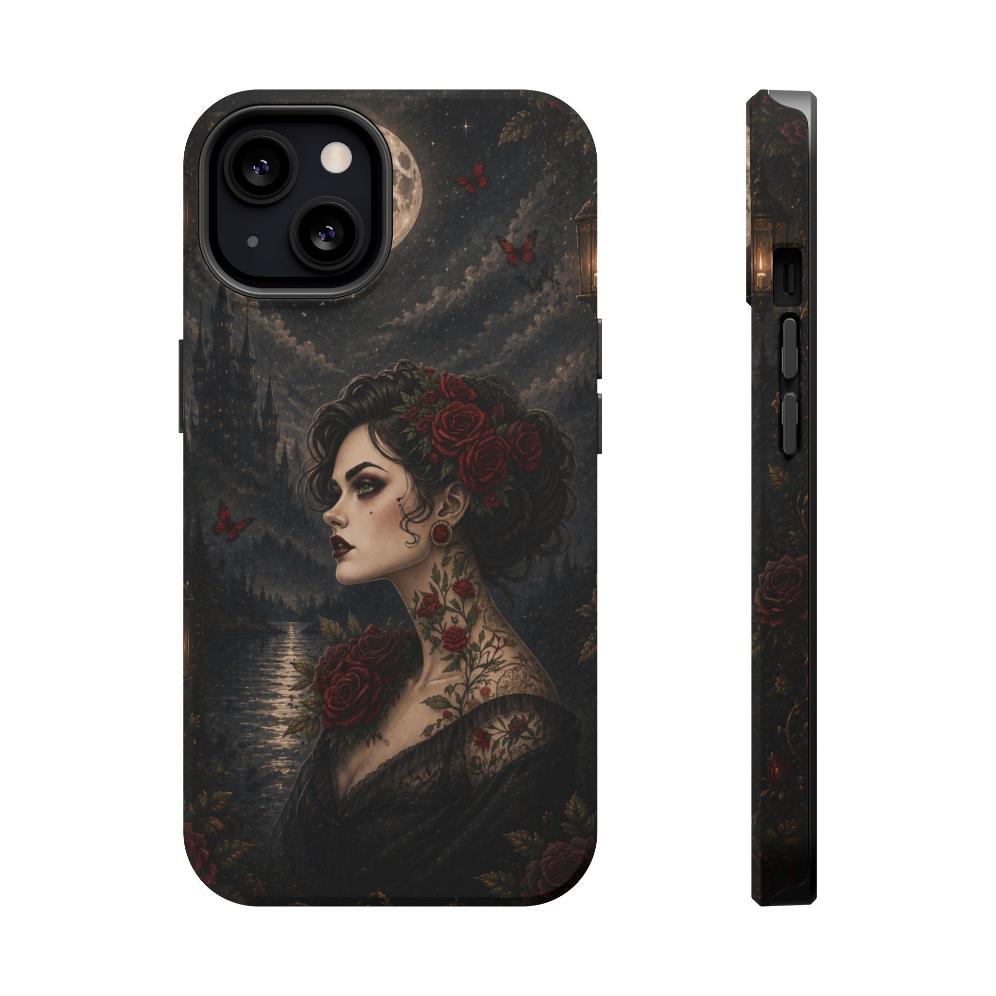 Gothic Rose Portrait Phone Case – Dark Romance MagSafe-Compatible Cover