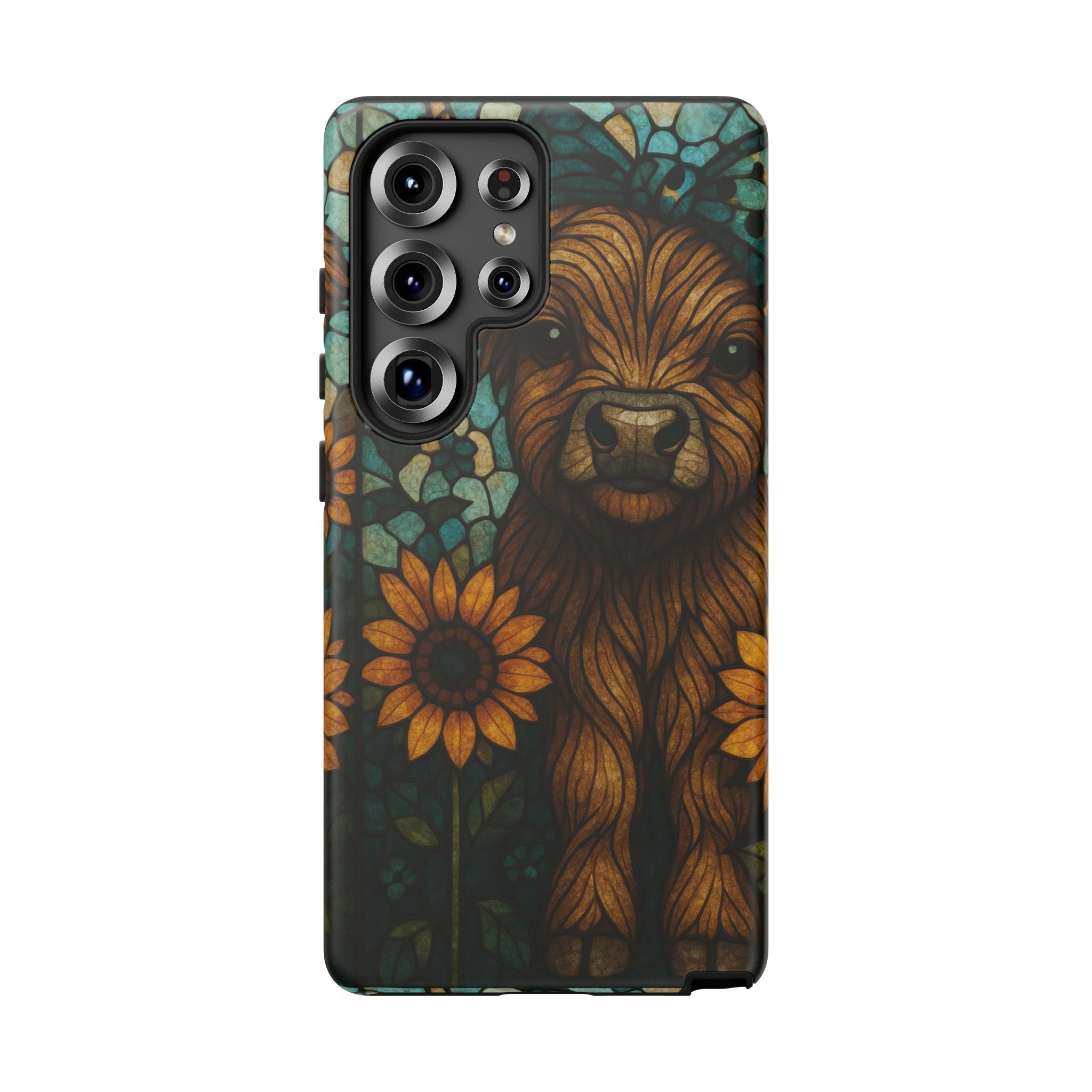 Stained Glass Baby Cow Phone Case – Sunflower Farmhouse Animal Design