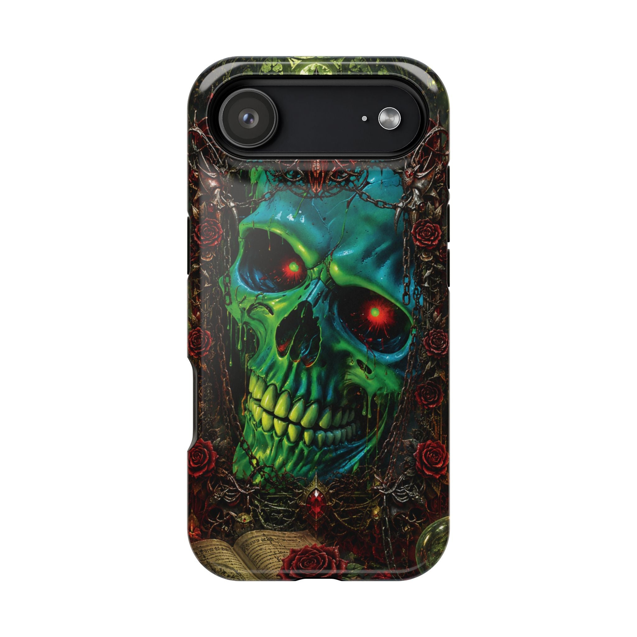 Skull Rose Phone Case – Gothic Impact-Resistant MagSafe-Compatible Cover